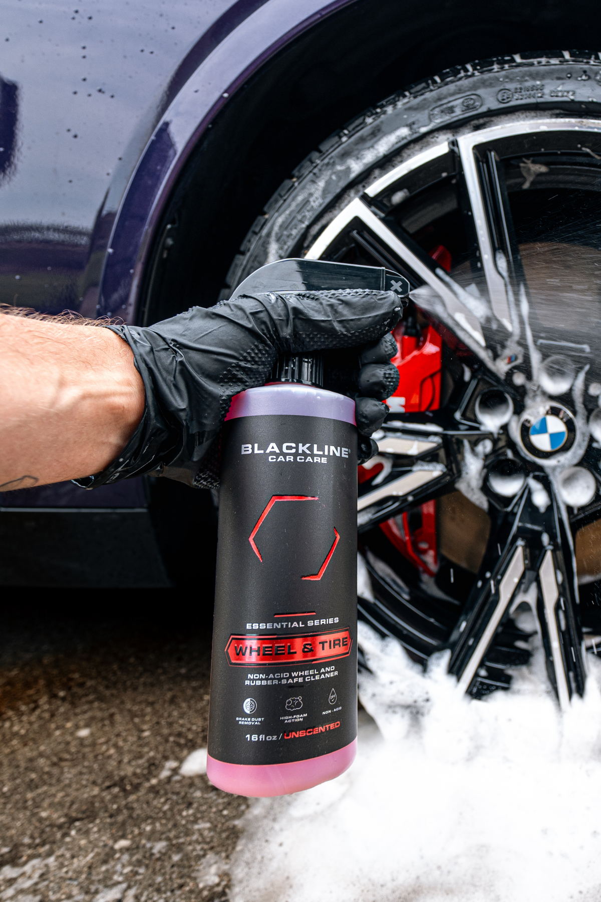 Blackline Essential Detailing Kit lifestyle shot during vehicle detailing