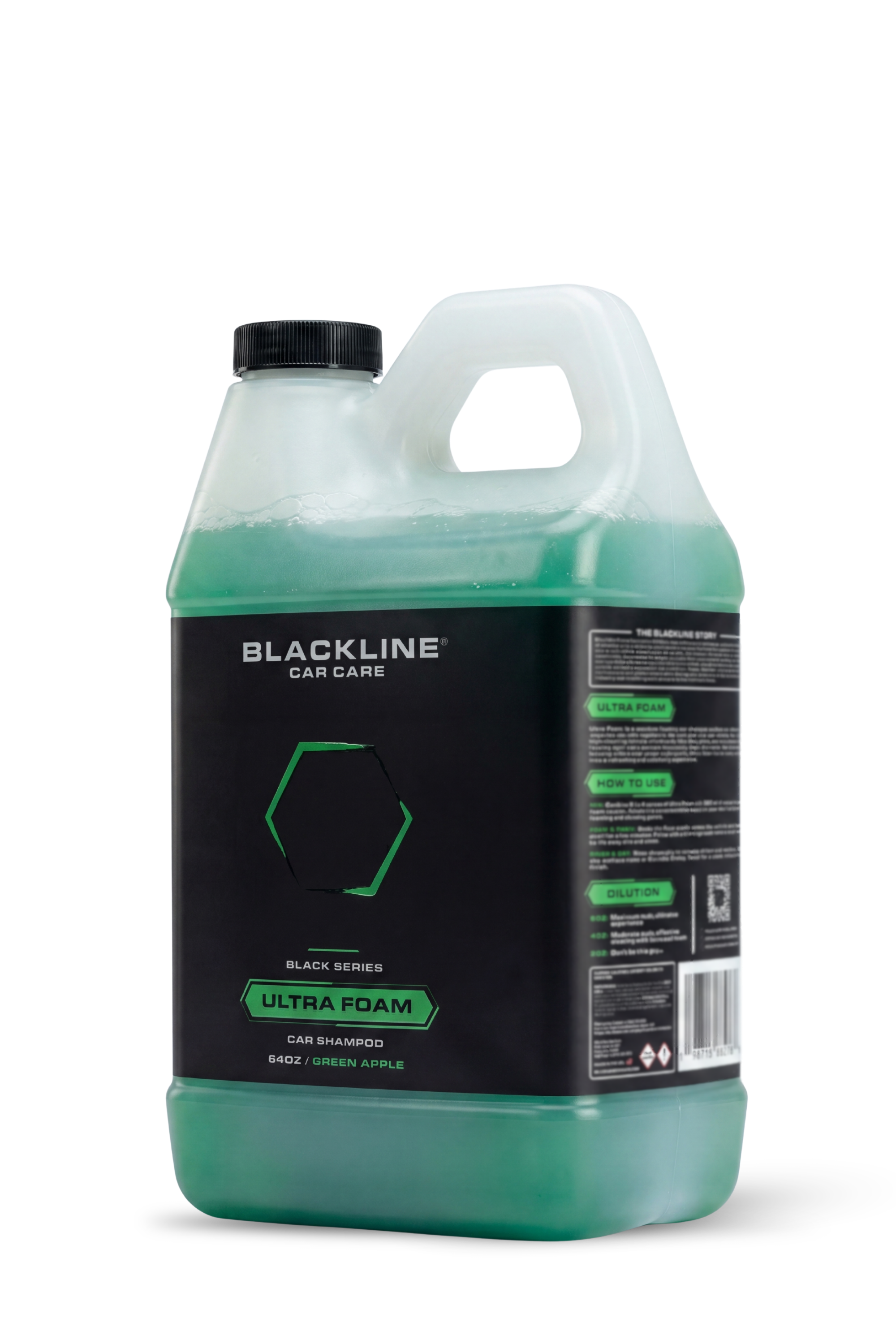 Blackline Ultra Foam Green Apple 64oz refill jug, standalone product shot.