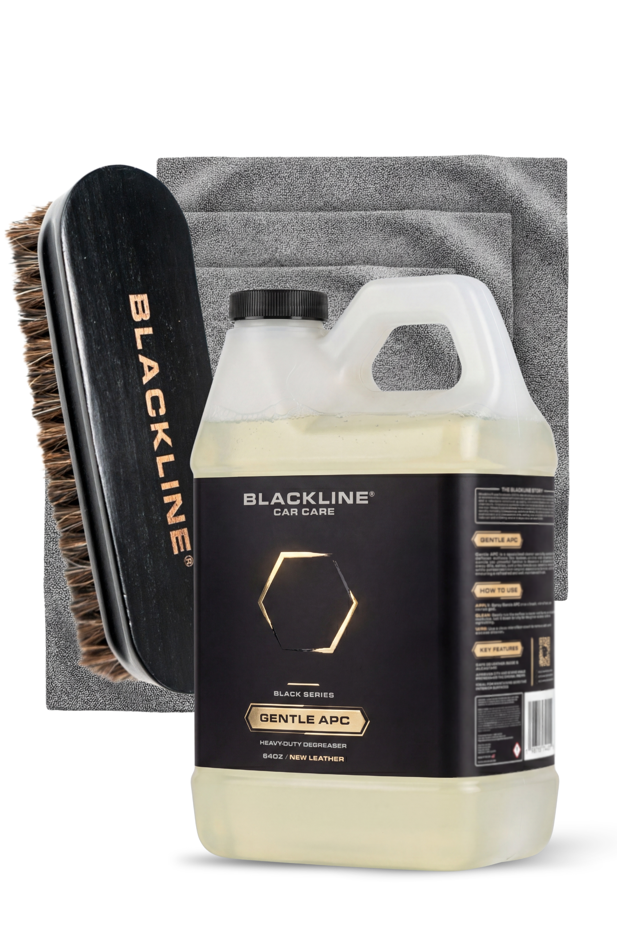 Blackline Gentle APC all-purpose interior cleaner 64oz refill jug on a white background.