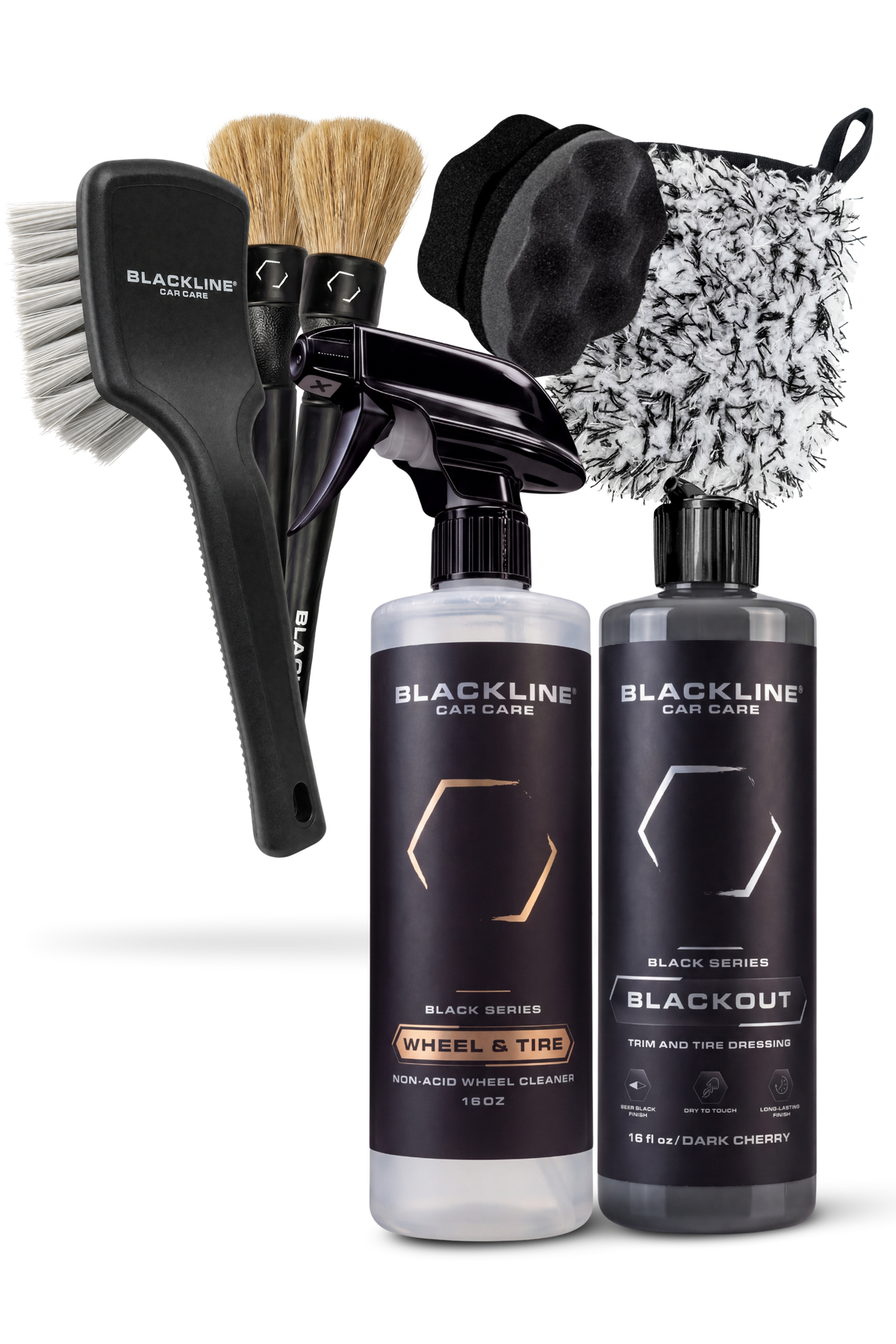 Blackline Black Series Blackout Wheel & Tire Kit Full Experience on dark background