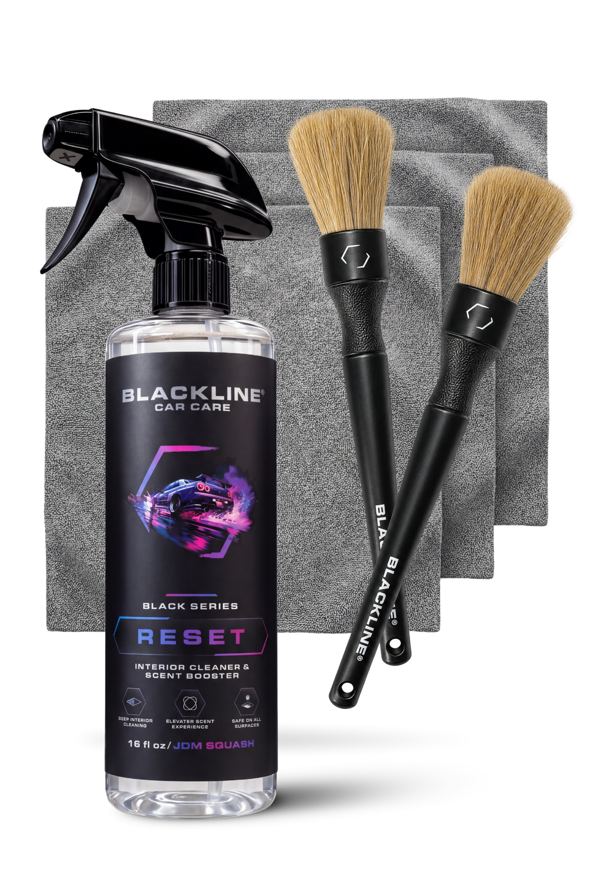 Blackline Reset Interior Cleaner JDM Squash Complete System with spray bottle and accessories