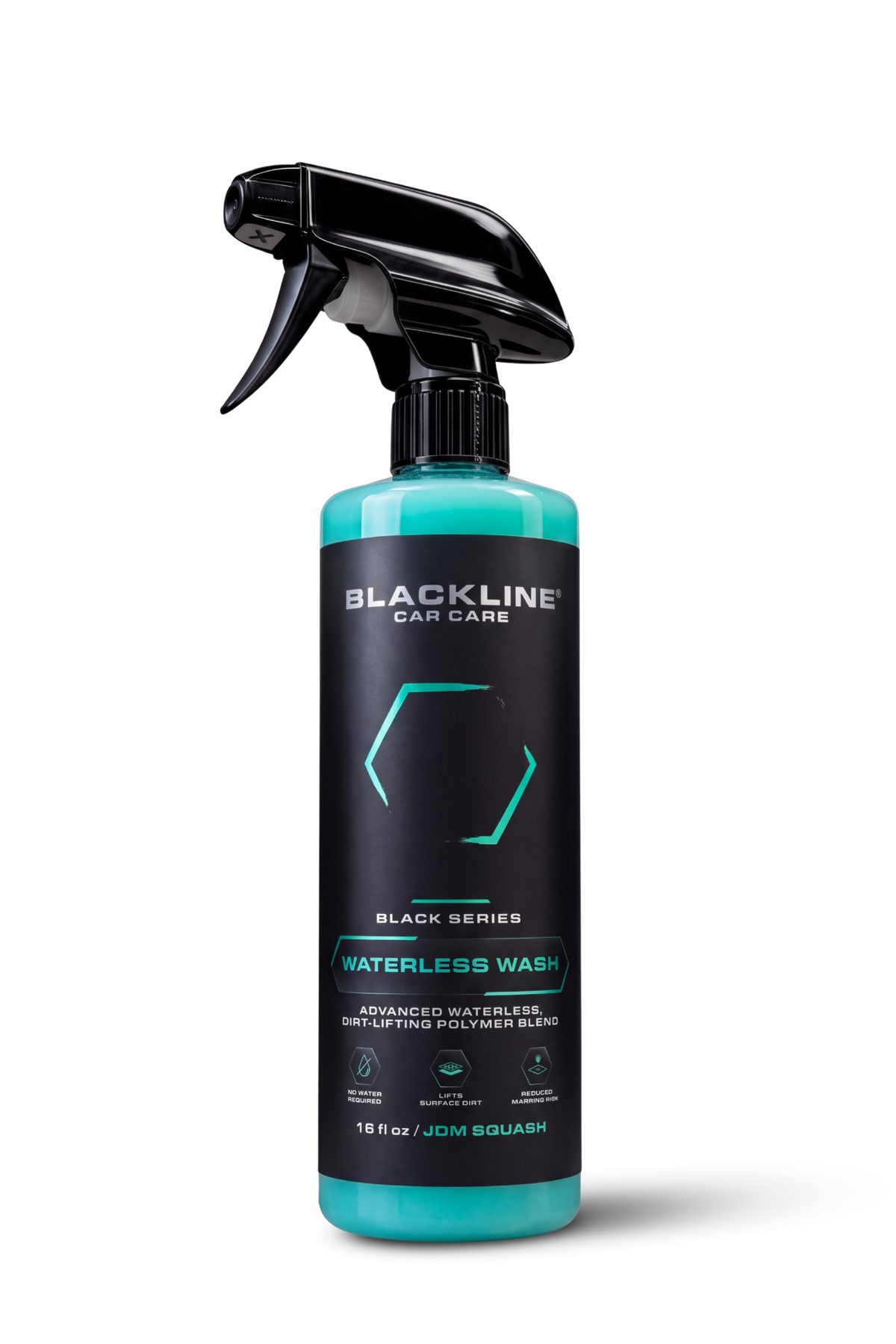 Blackline Waterless Wash Black Series spray bottle, no-rinse car cleaning formula