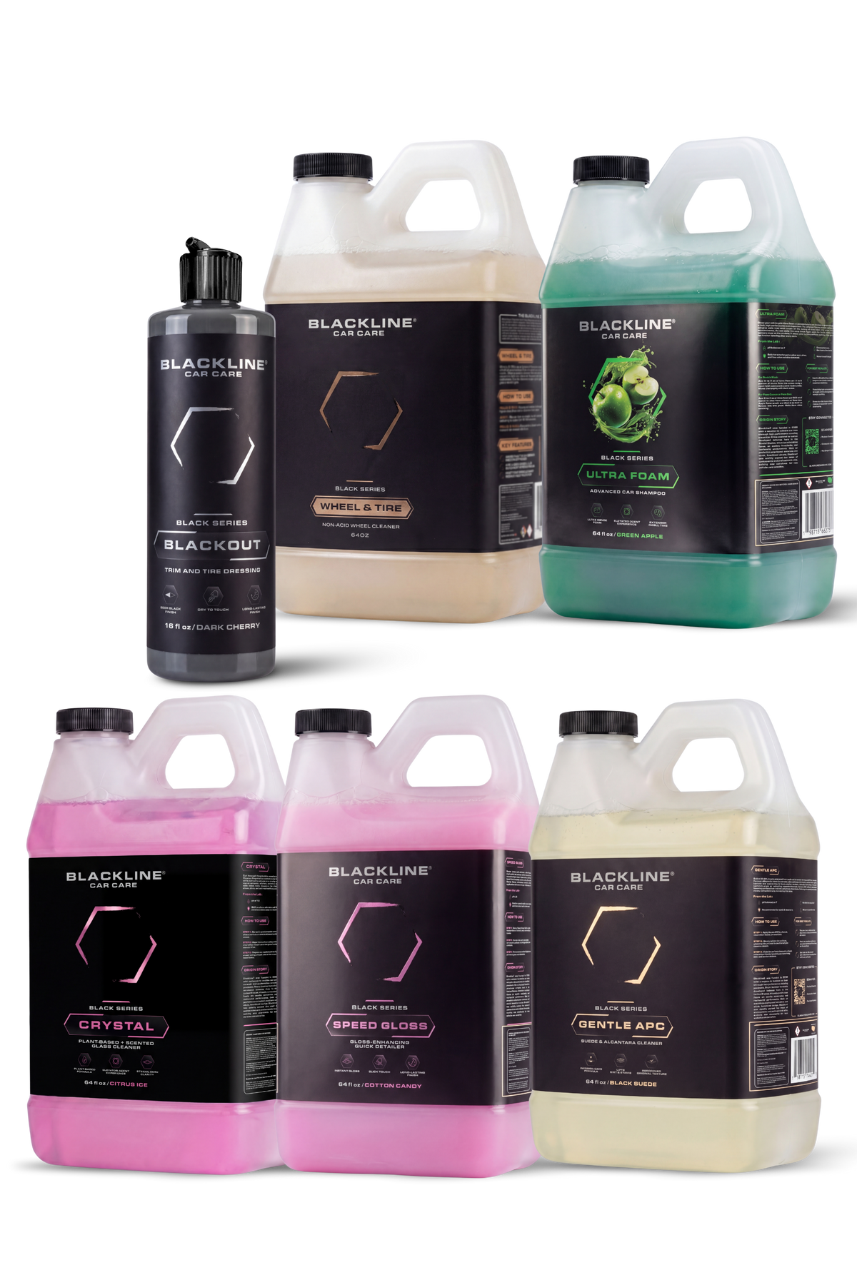 Blackline Car Care 64 oz Chemical Kit with multiple large-format bottles