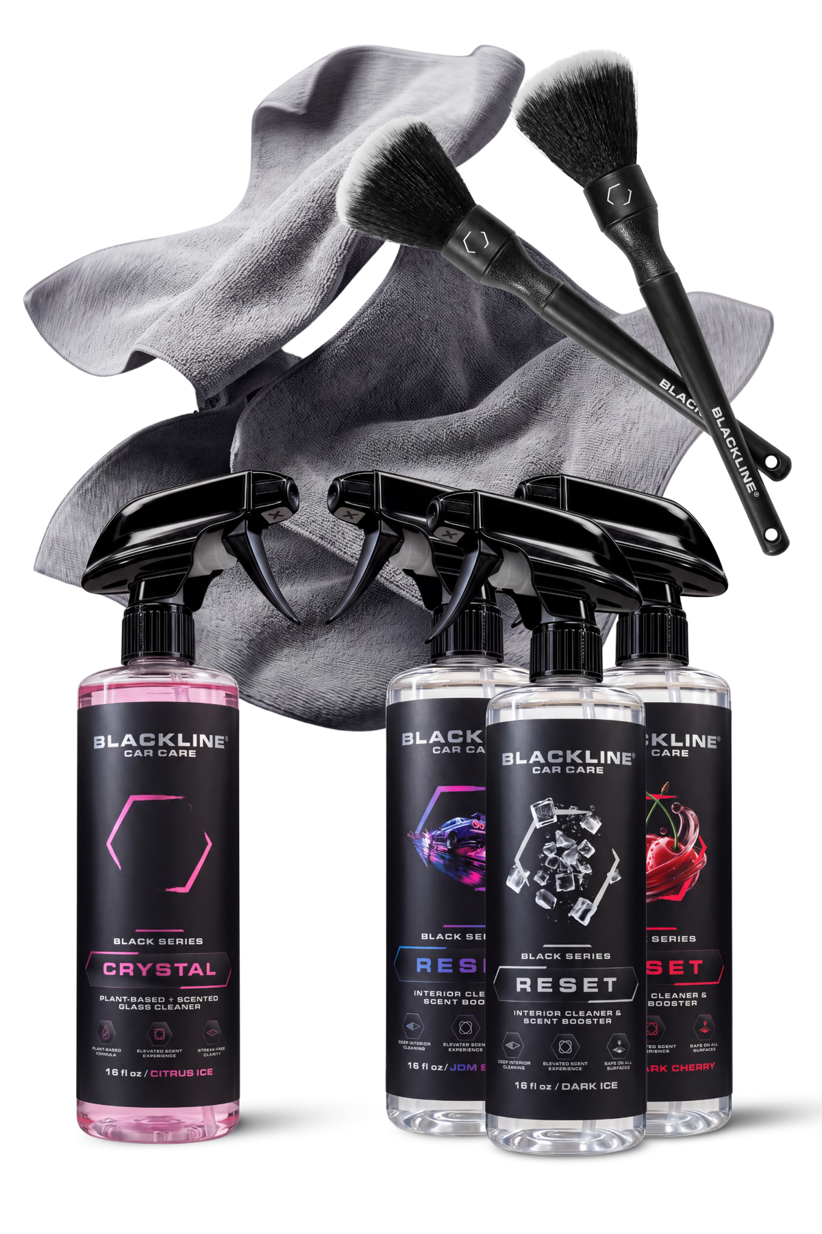 Blackline Reset Bold scented interior cleaner new customer bundle on dark background