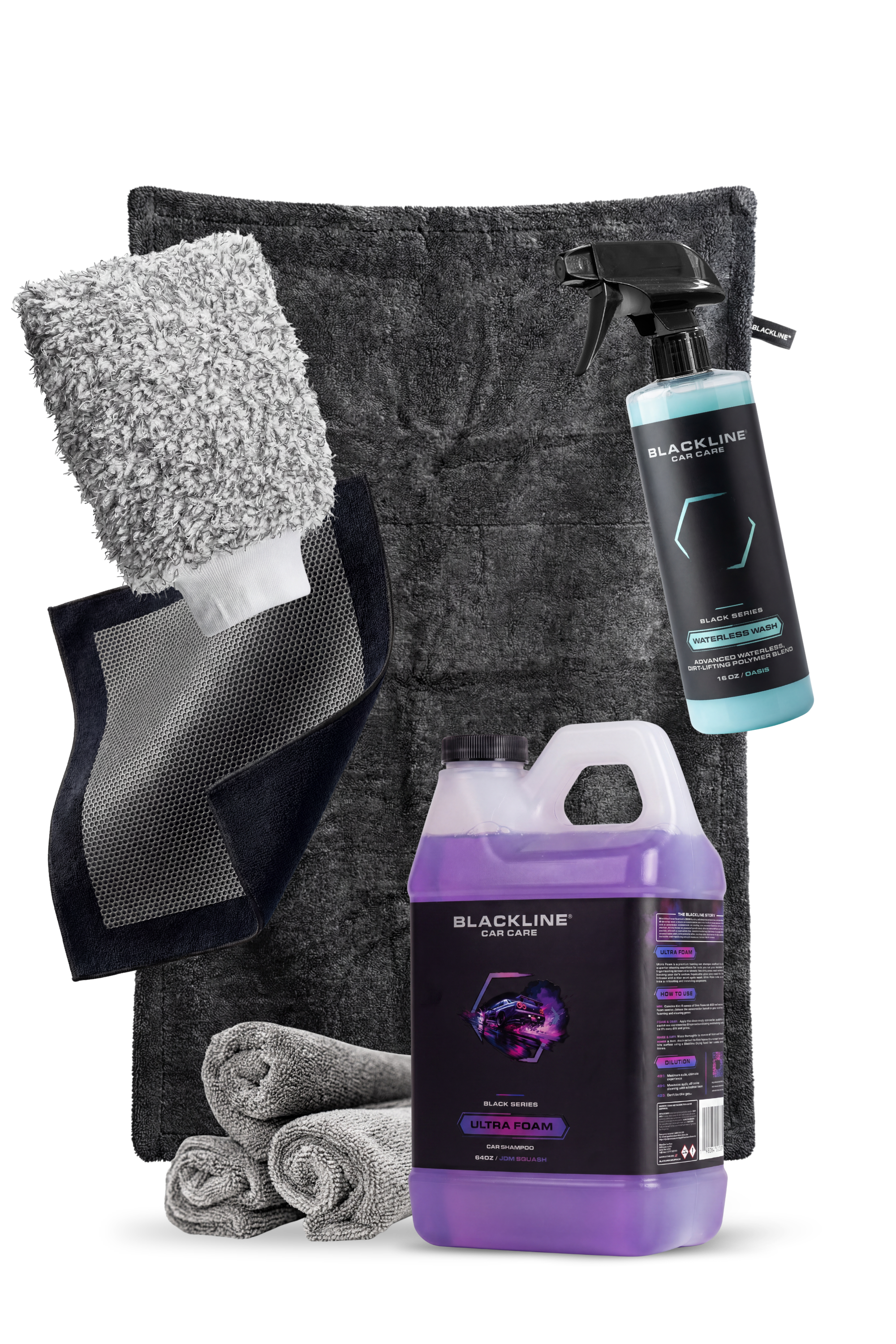 Blackline Ultra Foam Full Experience bundle in JDM Squash scent, 64oz, with bottle, foam cannon, hose, and full kit.