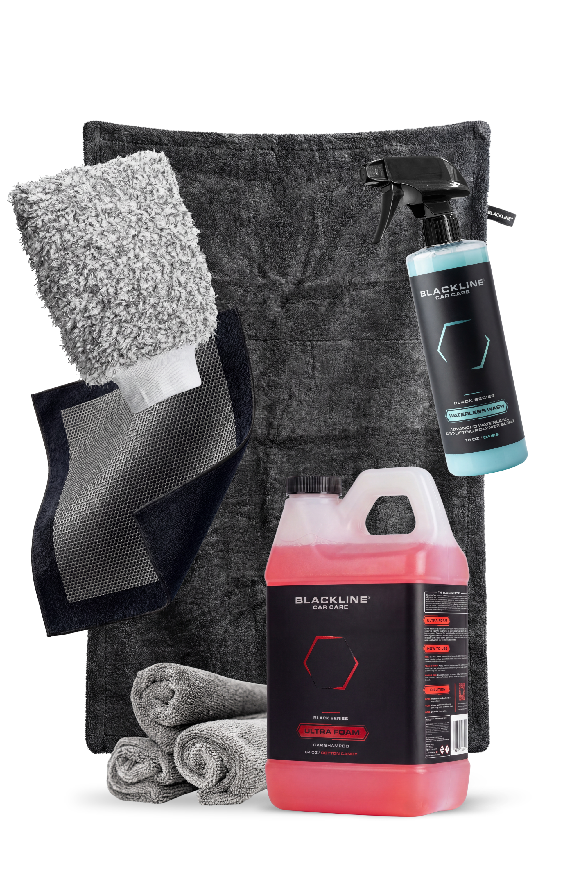 Blackline Ultra Foam Full Experience bundle in Cotton Candy scent, 64oz, with bottle, foam cannon, hose, and full kit.