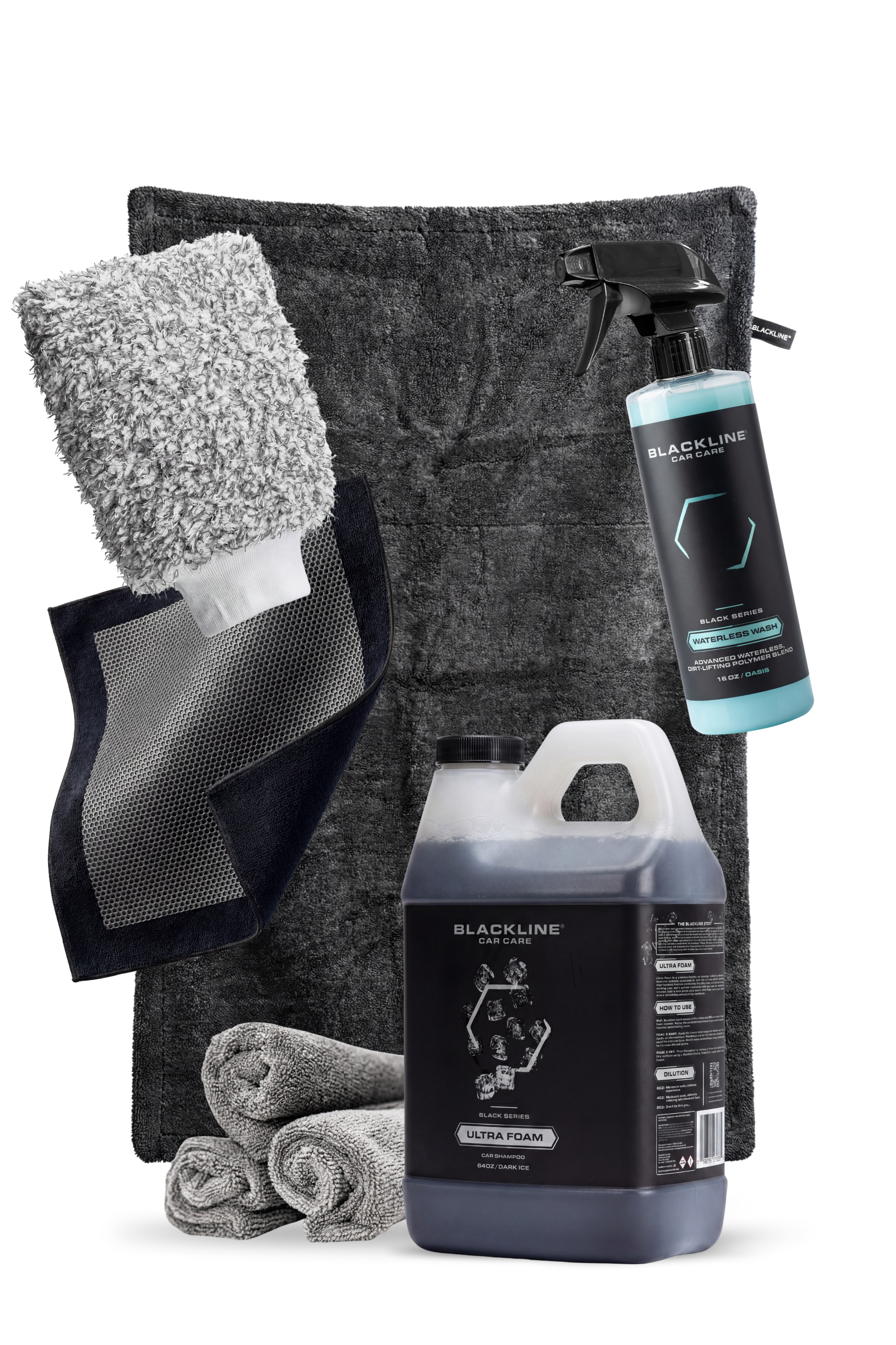Blackline Ultra Foam Full Experience bundle in Dark Ice scent, 64oz, with bottle, foam cannon, hose, and full kit.