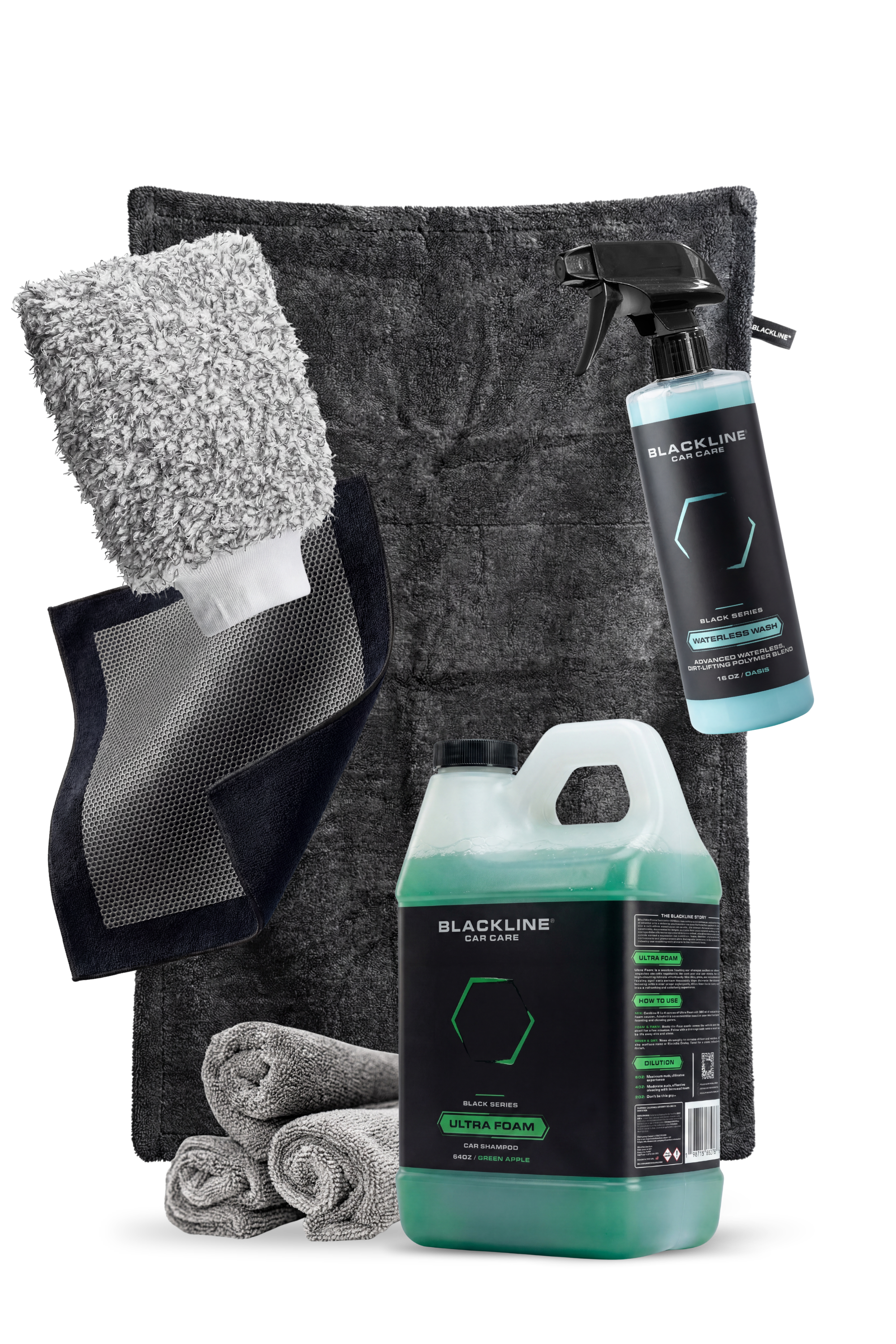 Blackline Ultra Foam Full Experience bundle in Green Apple scent, 64oz, with bottle, foam cannon, hose, and full kit.