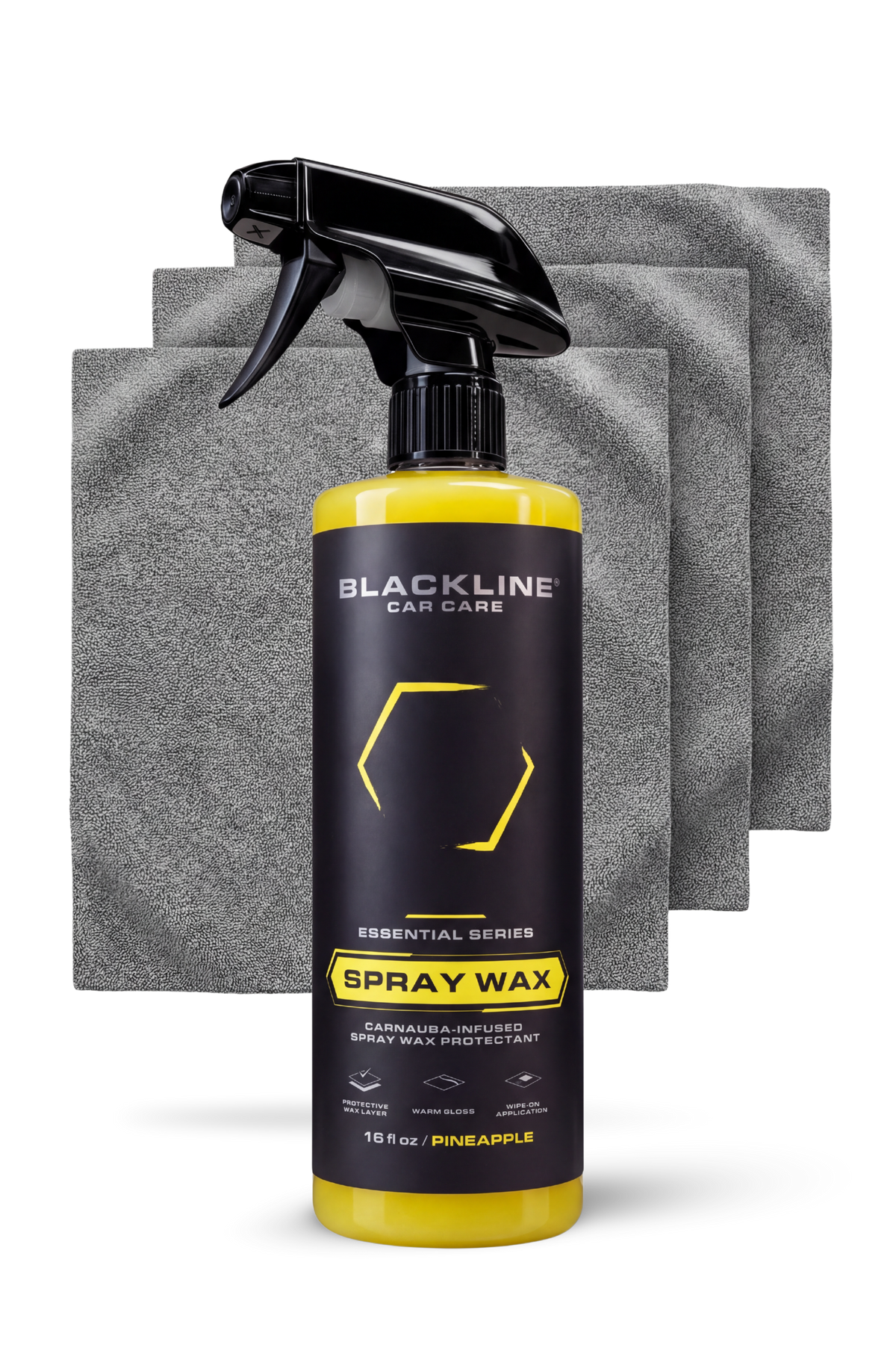 Blackline Car Care Essential Series Spray Wax bottle on dark background