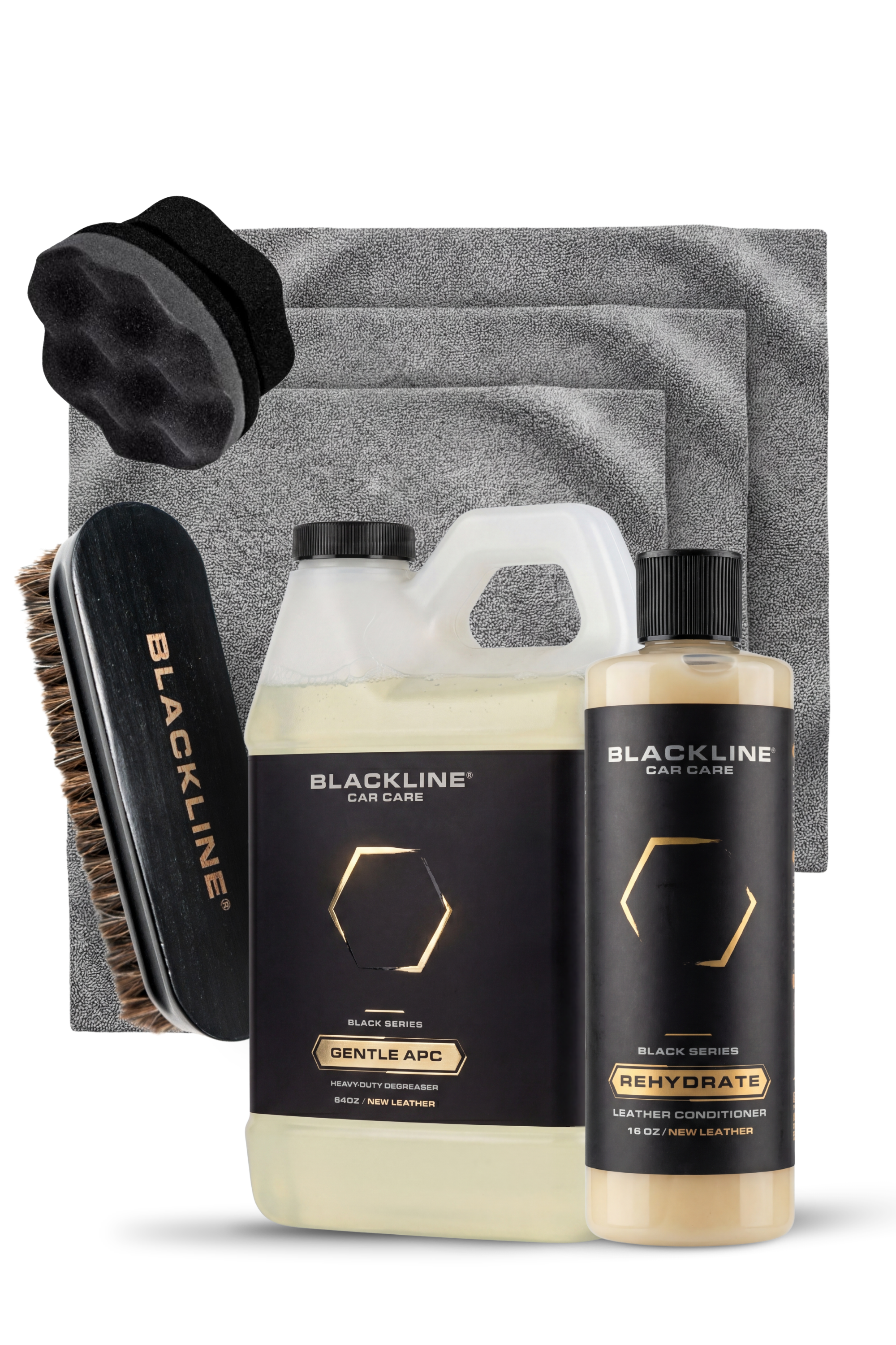 Blackline Gentle APC 64oz refill bundled with the Leather Brush interior detailing accessory.