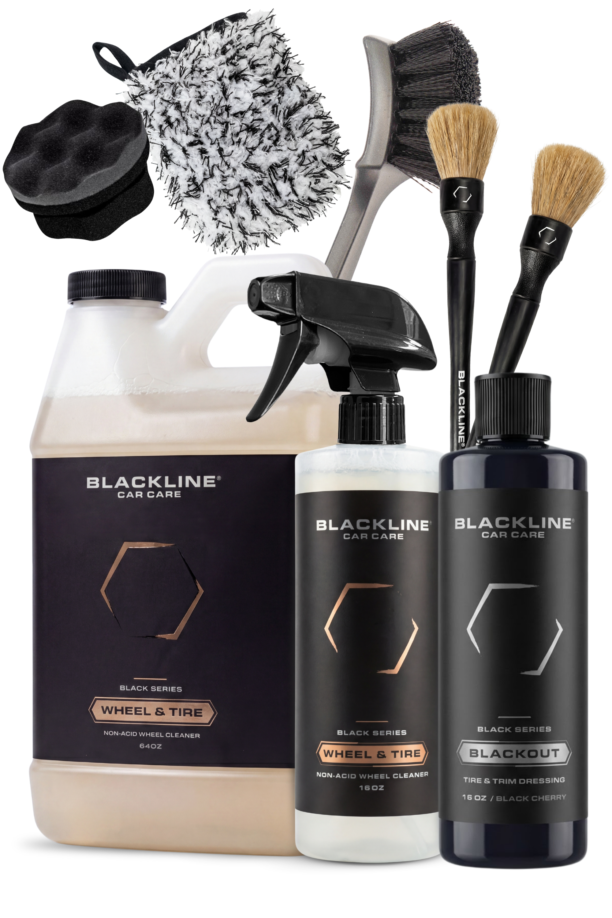 Blackline Blackout Trim & Tire Dressing Sprayable bundle, alternate product view.
