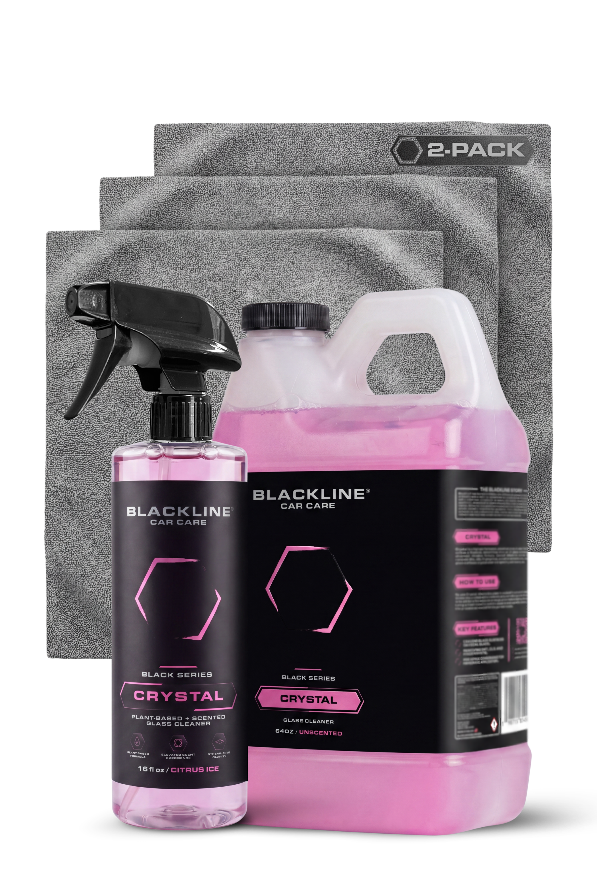 Blackline Crystal Glass Cleaner ultimate bundle set with spray bottles and accessories