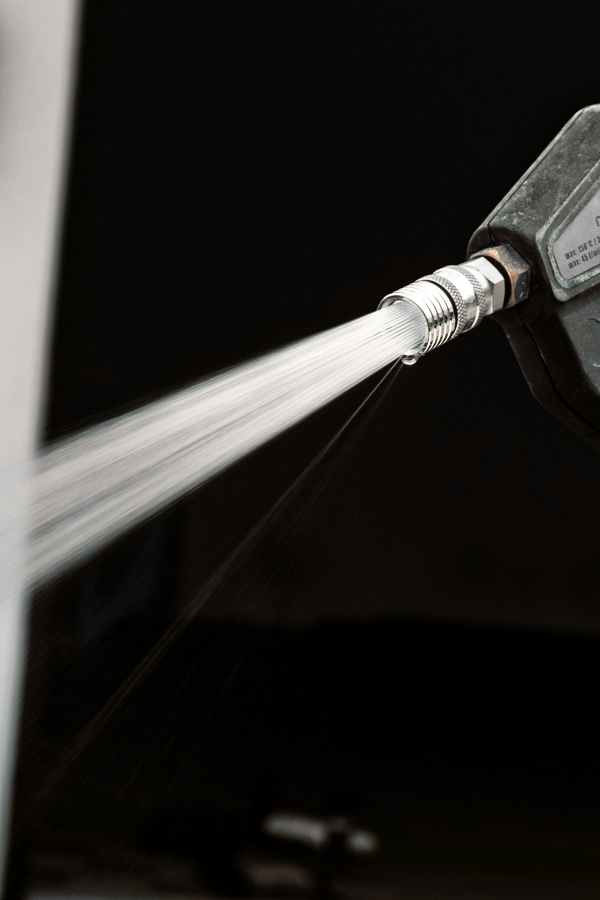 Blackline Flow Series pressure washer nozzle for the pre-wash and rinse steps.