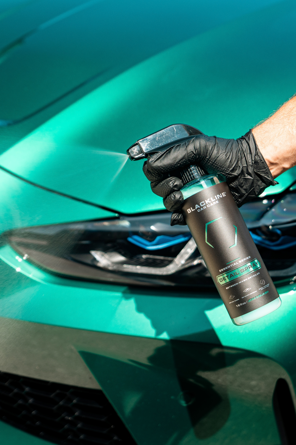 Car exterior showing deep gloss finish following Blackline Detail Spray application.