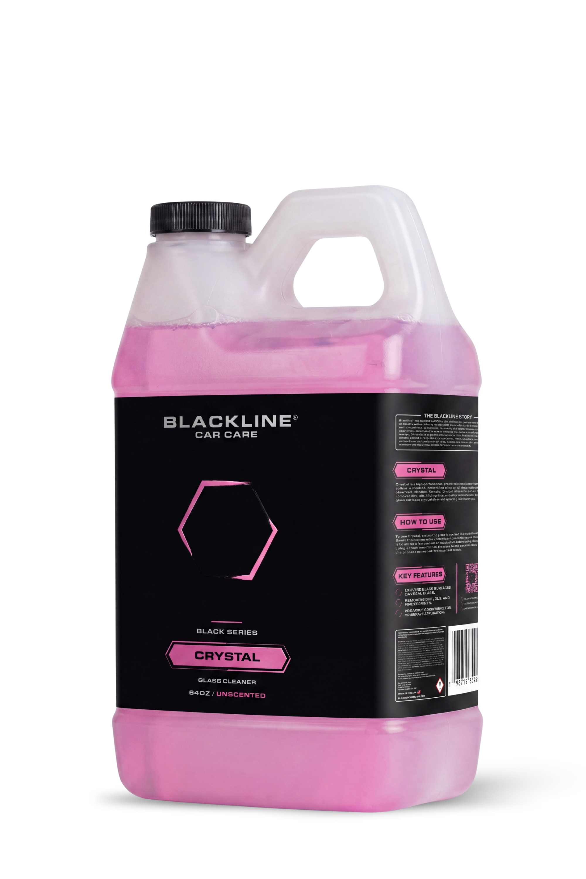 Blackline Crystal Glass Cleaner, 64oz refill bottle.