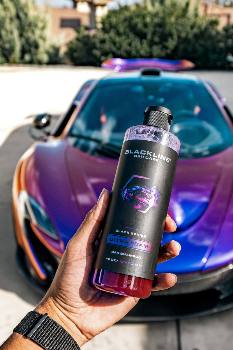Ultra Foam JDM Squash 64oz on a foam-covered car.