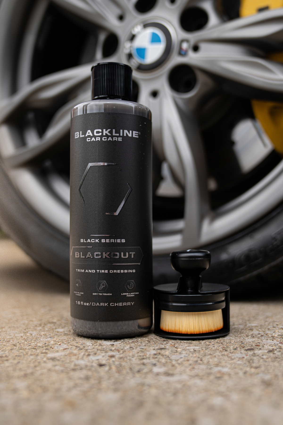 Blackline Tire Shine Applicator Brush overhead view displaying foam pad surface texture