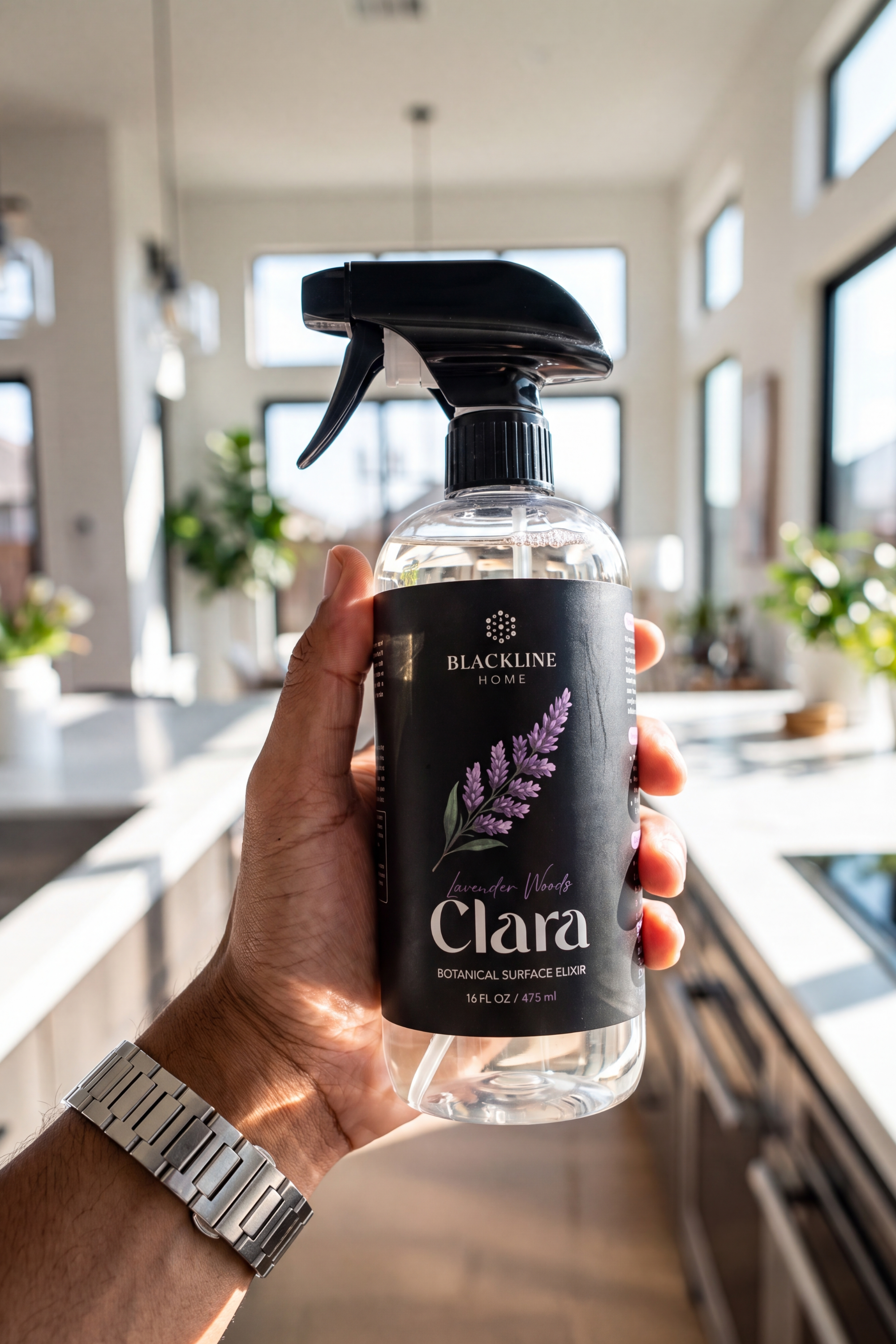 Blackline Home Clara 16oz plant-based surface cleaner with trigger sprayer for daily household use.