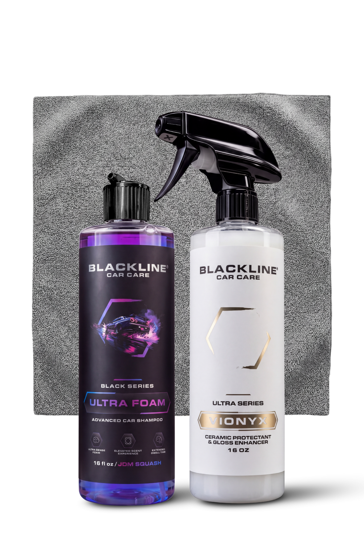 Blackline Vionyx ceramic protectant product shot with dark atmospheric styling