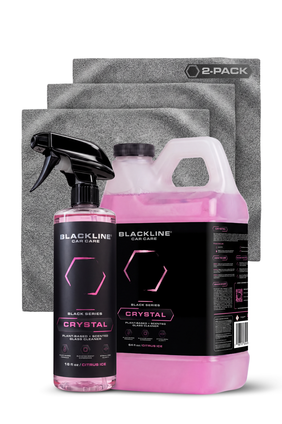 Blackline Crystal Glass Cleaner lifestyle shot on a vehicle window.