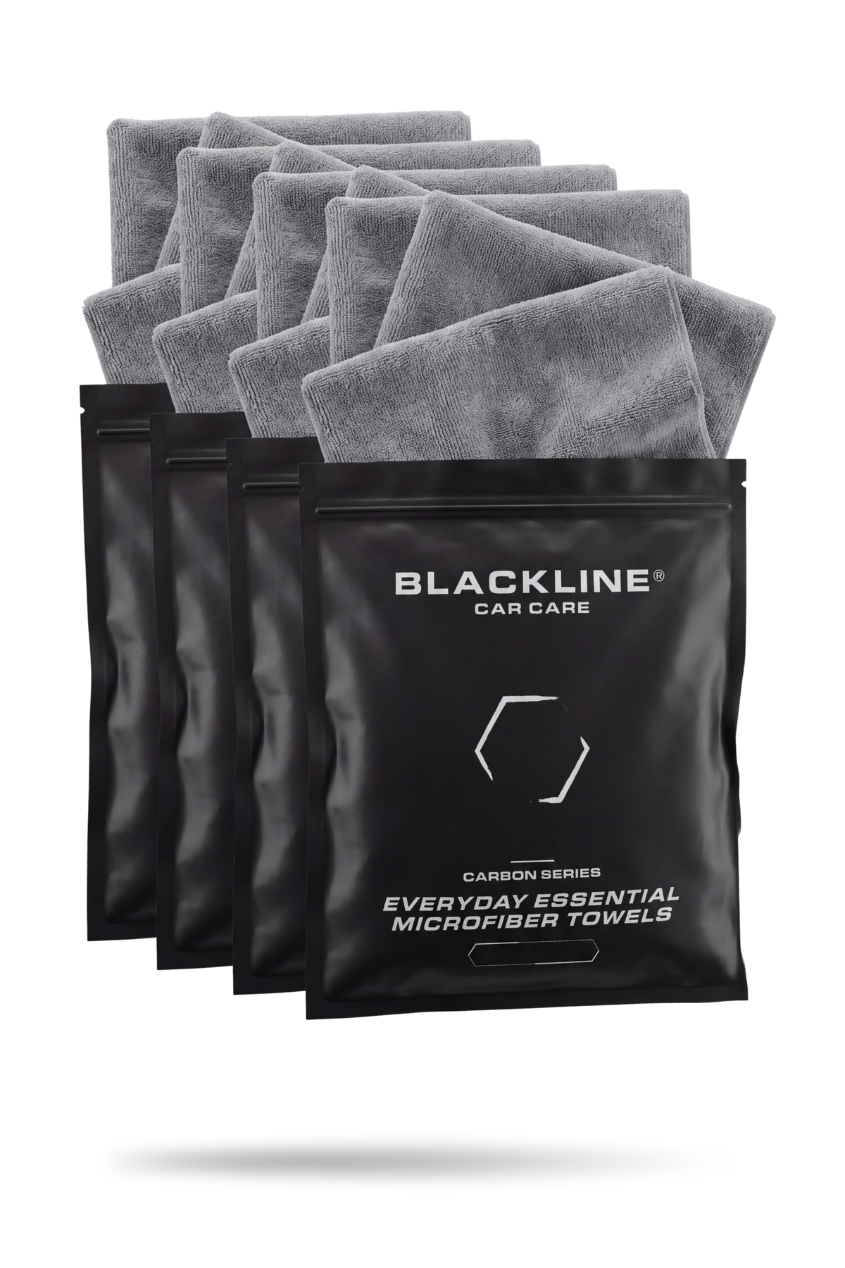 Blackline Everyday Microfiber Towels 12-Pack stacked on white background