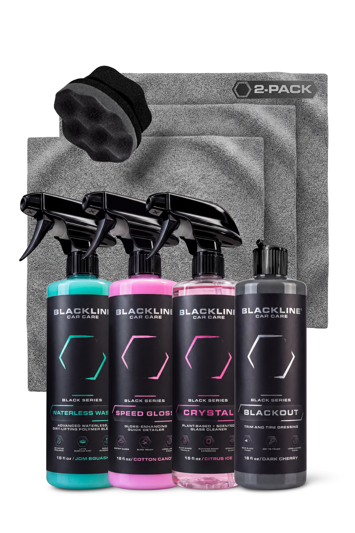 Blackline Waterless Wash Kit with everything needed for a waterless car wash.