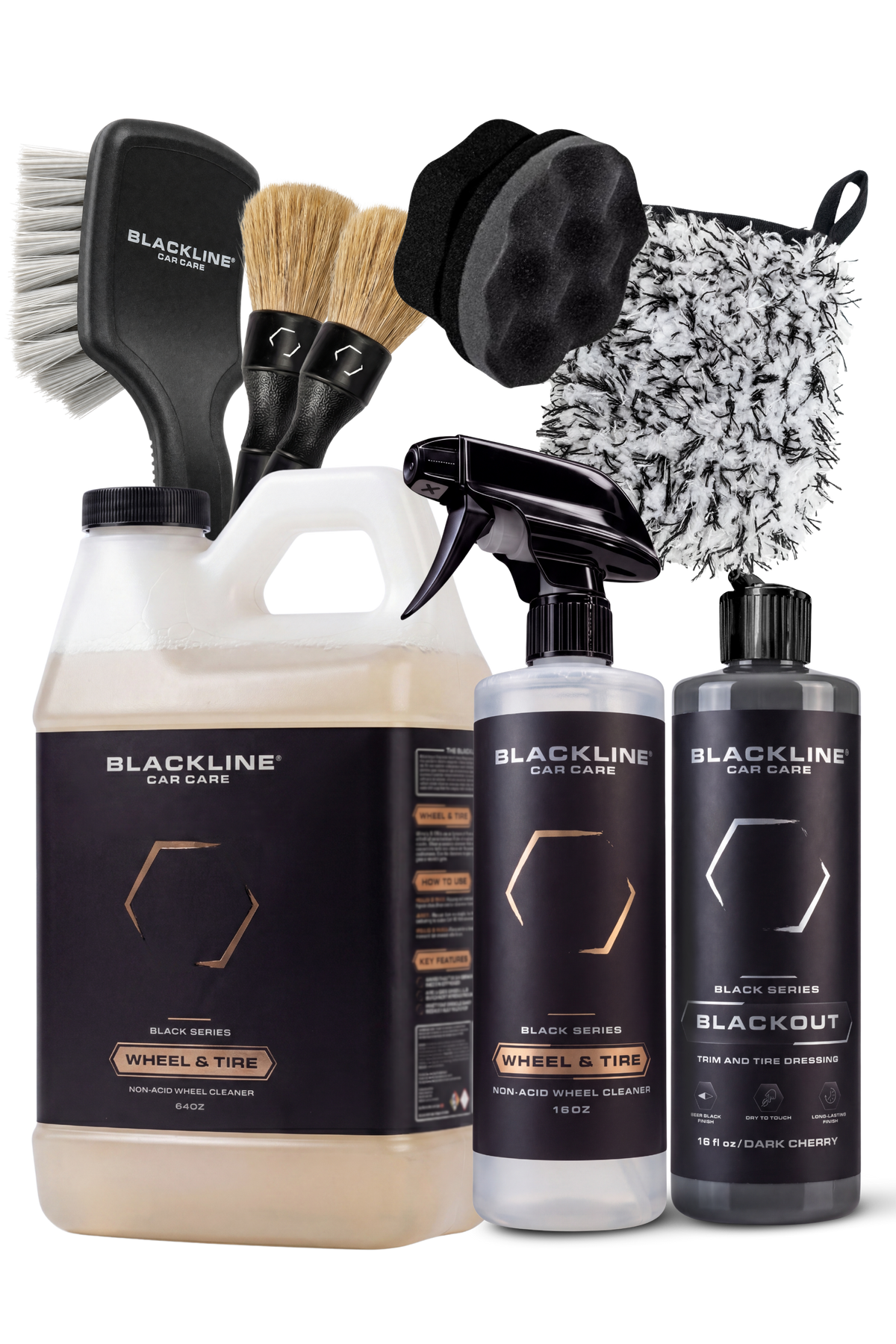 Blackline Blackout trim and tire dressing Black Series full experience kit.