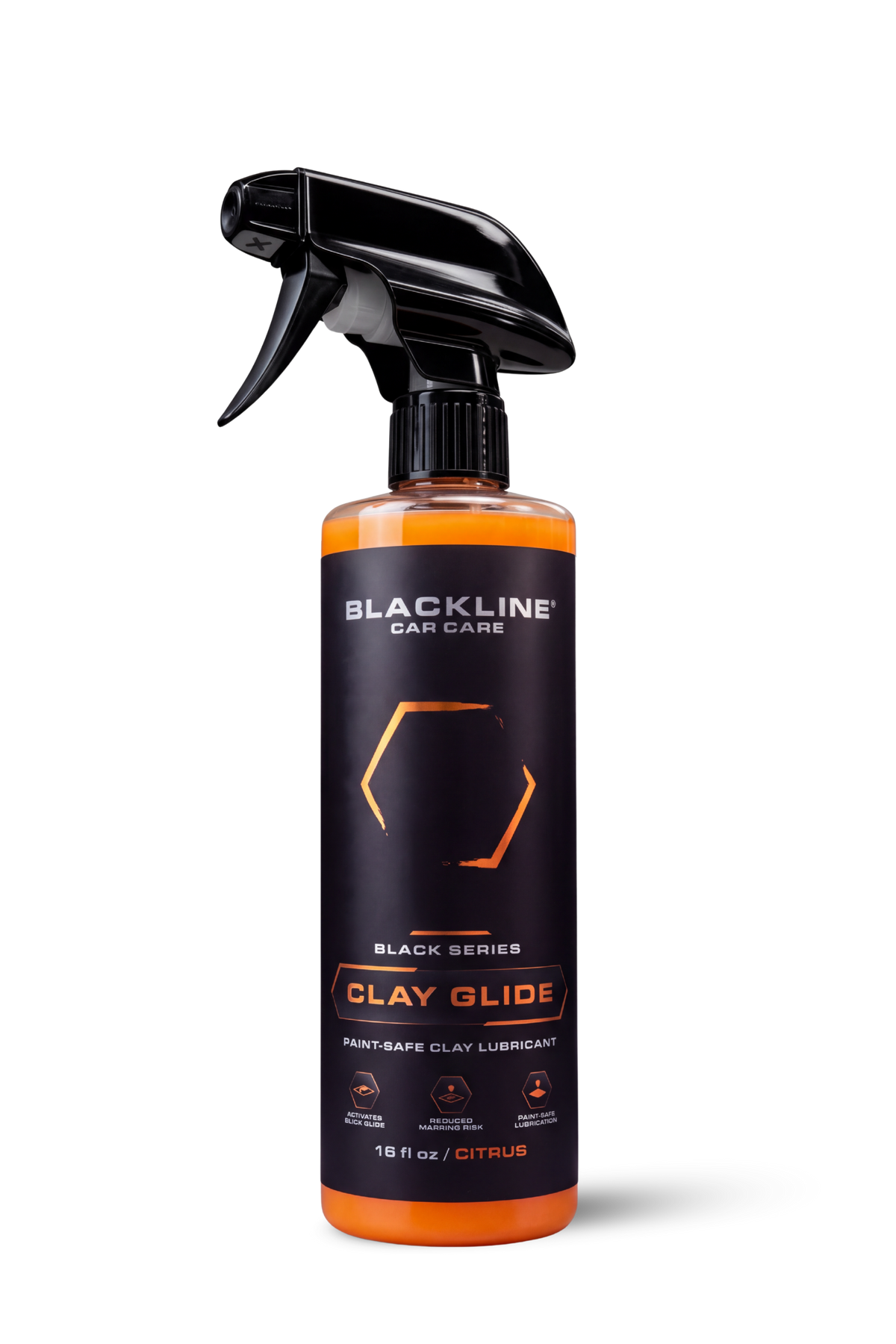 Blackline Black Series Clay Glide lubricant spray bottle, single, on dark background