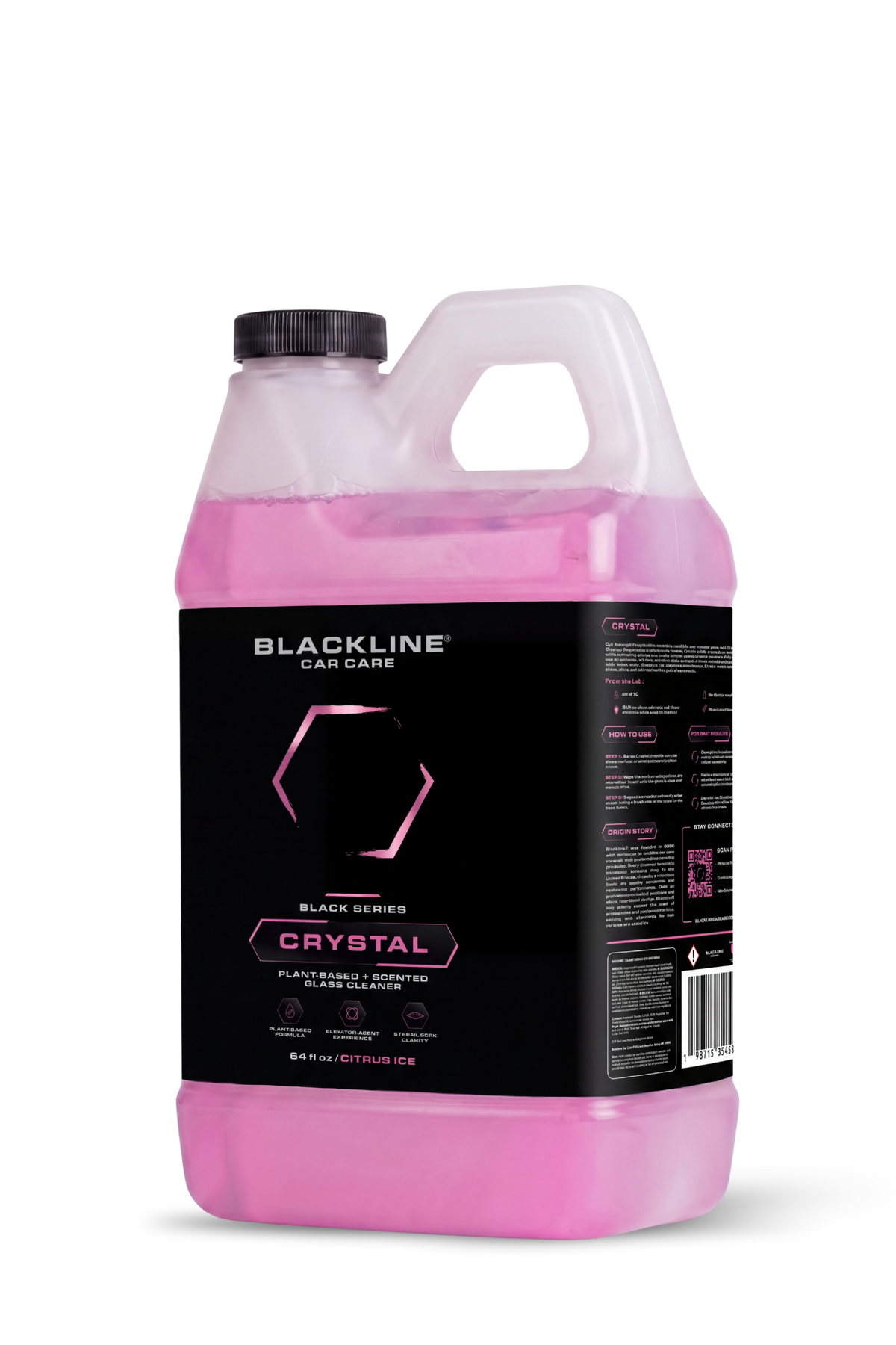 Blackline Crystal Glass Cleaner 64oz black spray bottle for streak-free windows