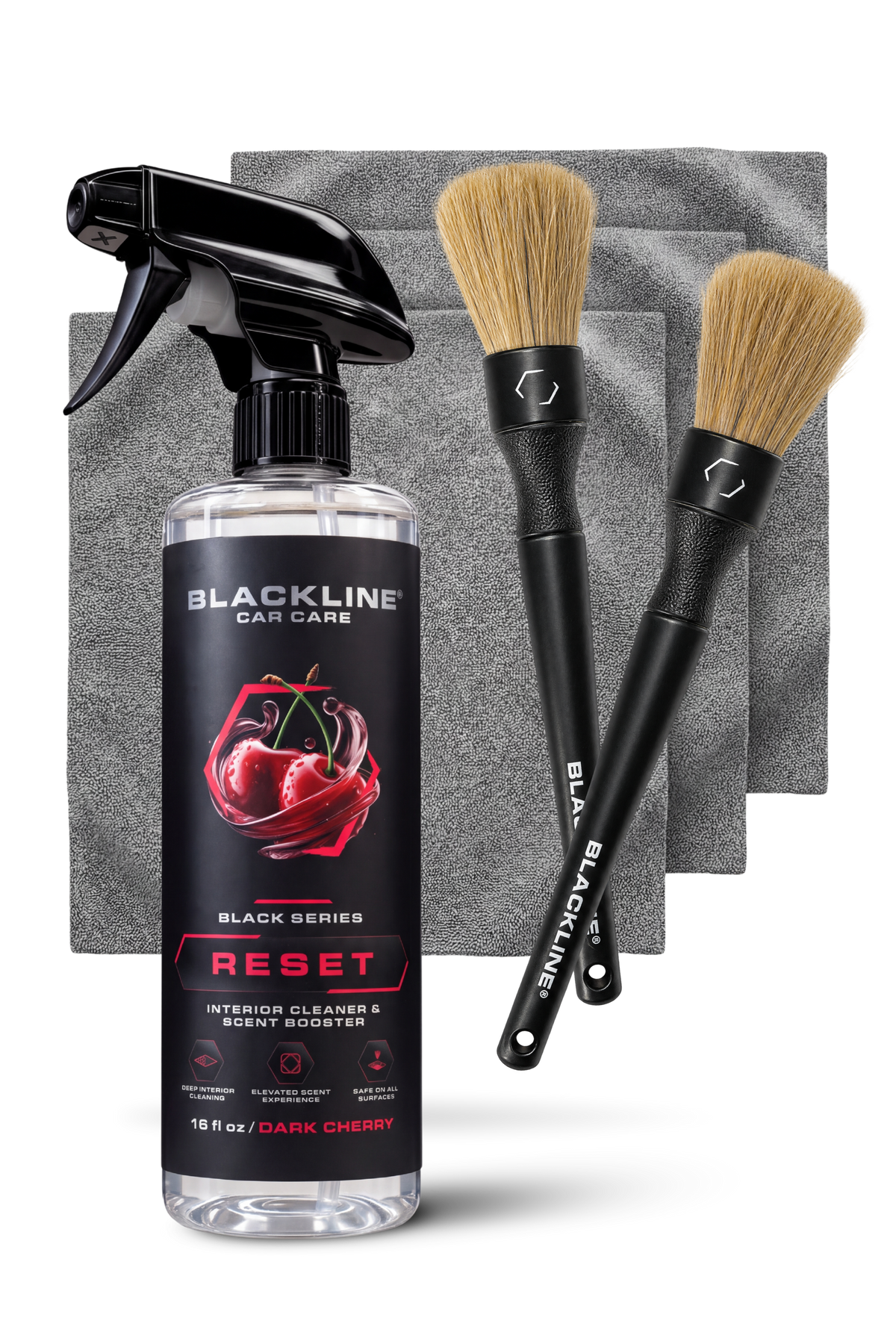 Blackline Reset Interior Cleaner Dark Cherry Complete System with spray bottle and accessories