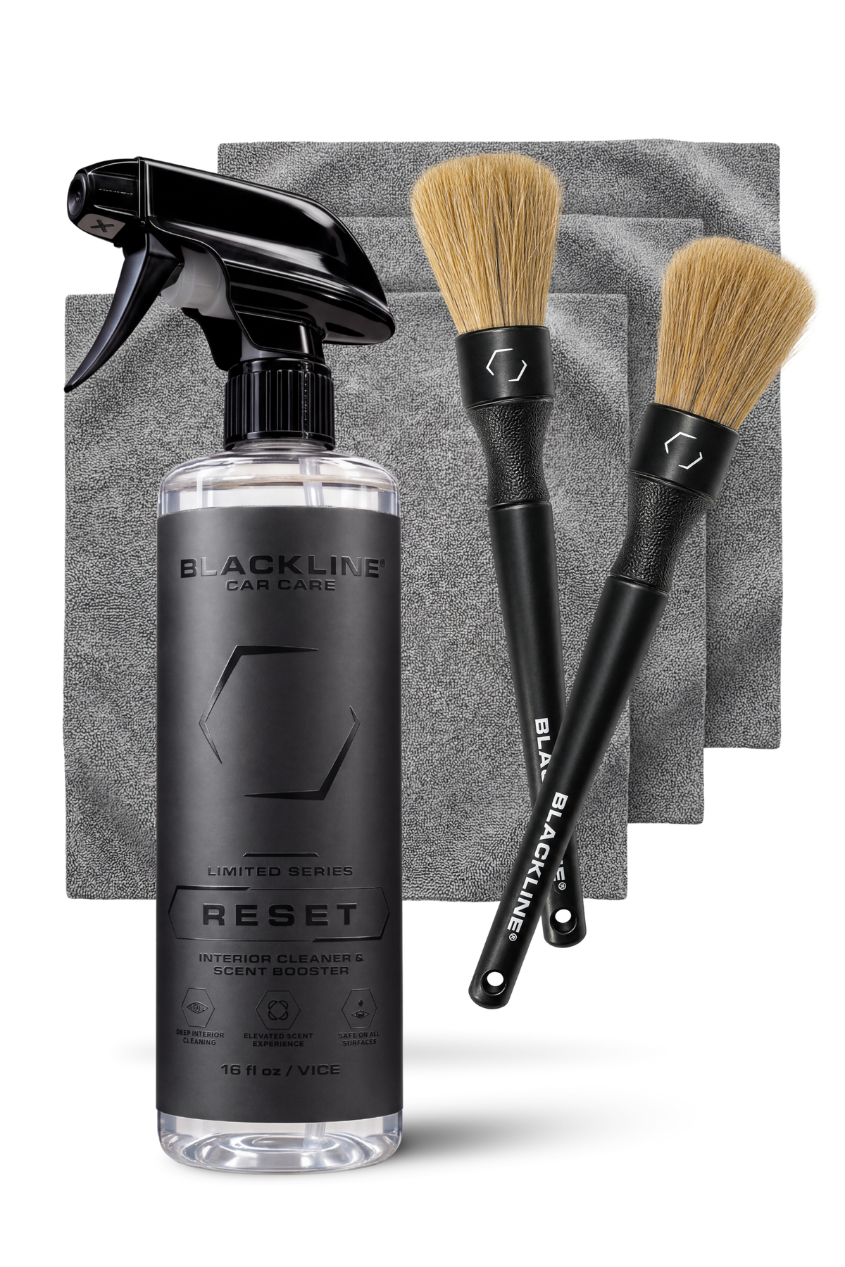 Blackline Reset Interior Cleaner Dark Cherry Complete System with spray bottle and accessories