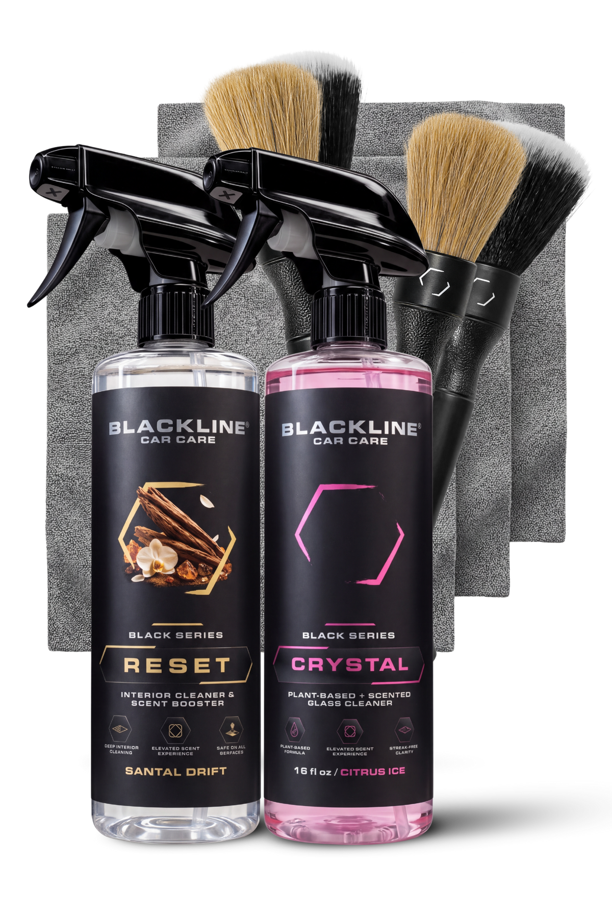 Blackline Reset Interior Cleaner Santal Drift Full Experience kit with trigger bottle and 64oz refill