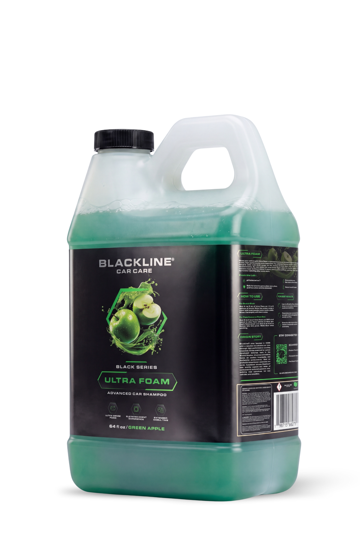 Blackline Ultra Foam Green Apple scent 64oz large black bottle, Black Series