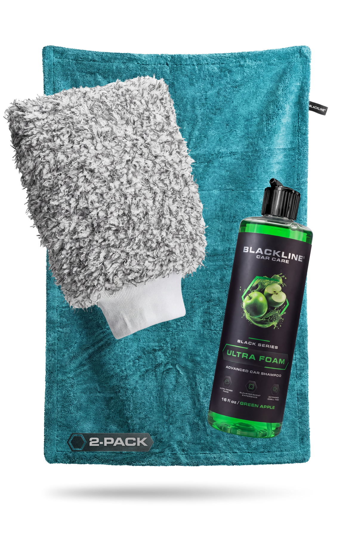 Blackline Twisted-Loop Drying Towel 2-Pack in Aqua with Ultra Foam Green Apple 16oz