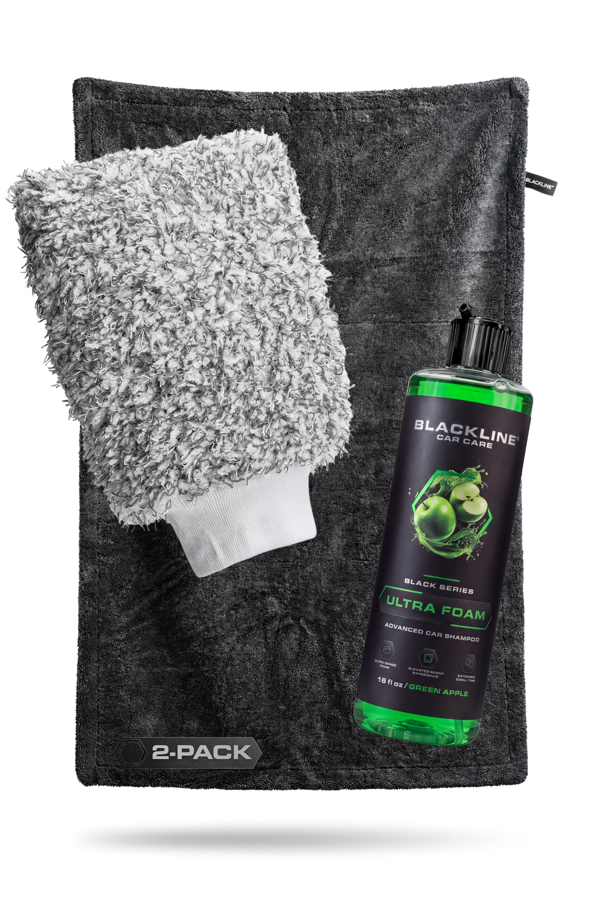 Blackline Twisted-Loop Drying Towel 2-Pack in Carbon with Ultra Foam Green Apple 16oz