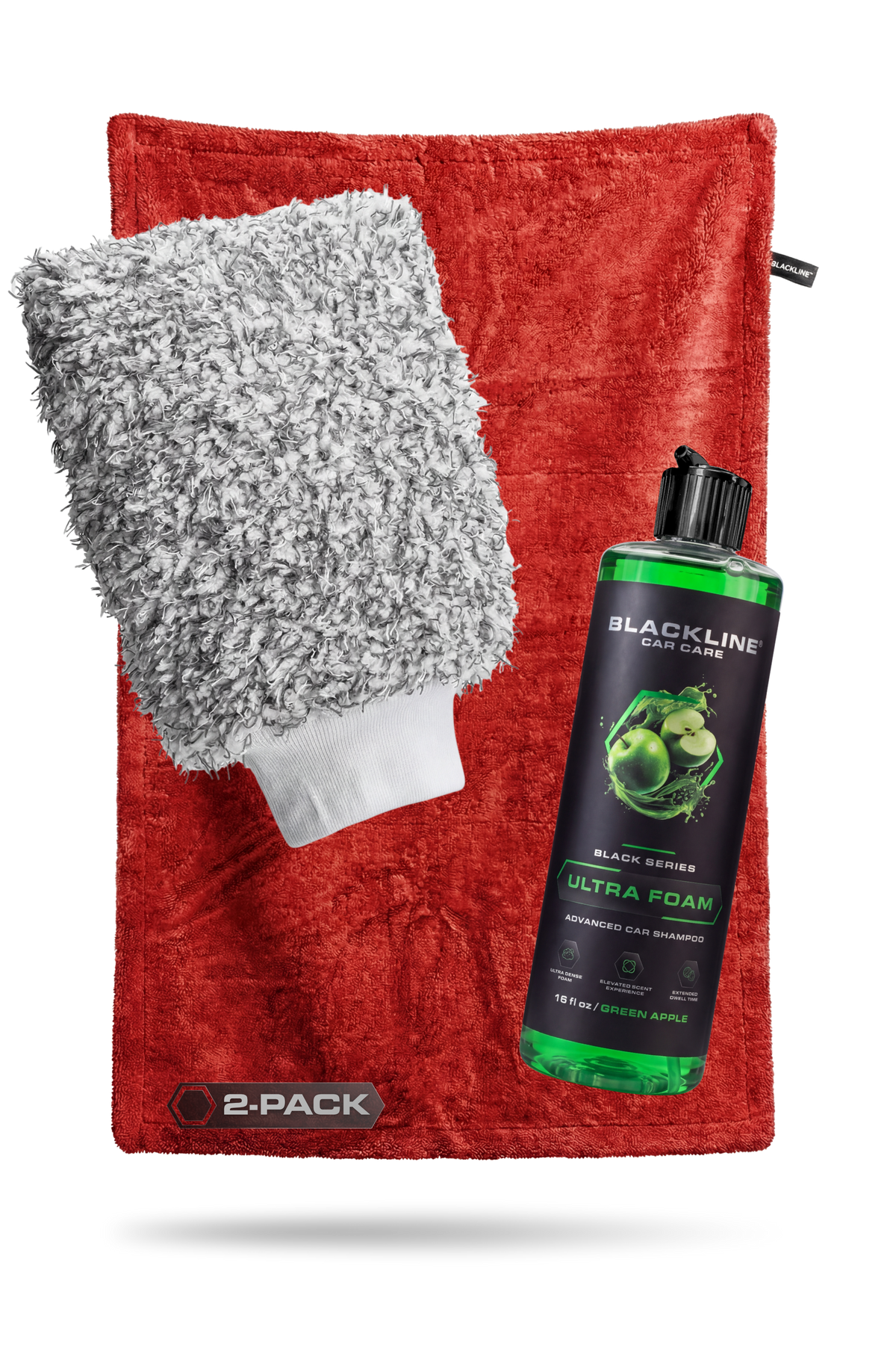 Blackline Twisted-Loop Drying Towel 2-Pack in Crimson with Ultra Foam Green Apple 16oz