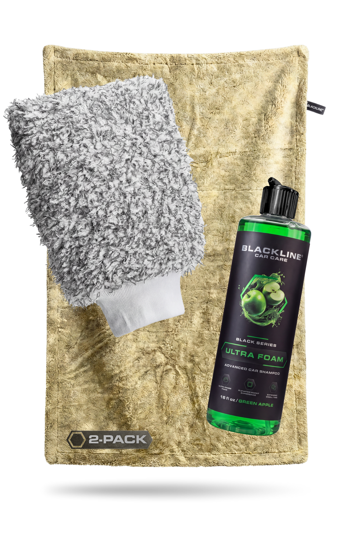 Blackline Twisted-Loop Drying Towel 2-Pack in Sand with Ultra Foam Green Apple 16oz