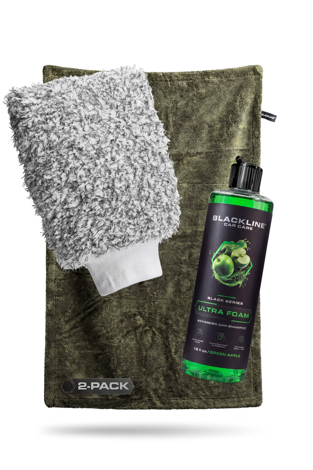 Blackline Twisted-Loop Drying Towel 2-Pack Army Green with Ultra Foam Green Apple 16oz