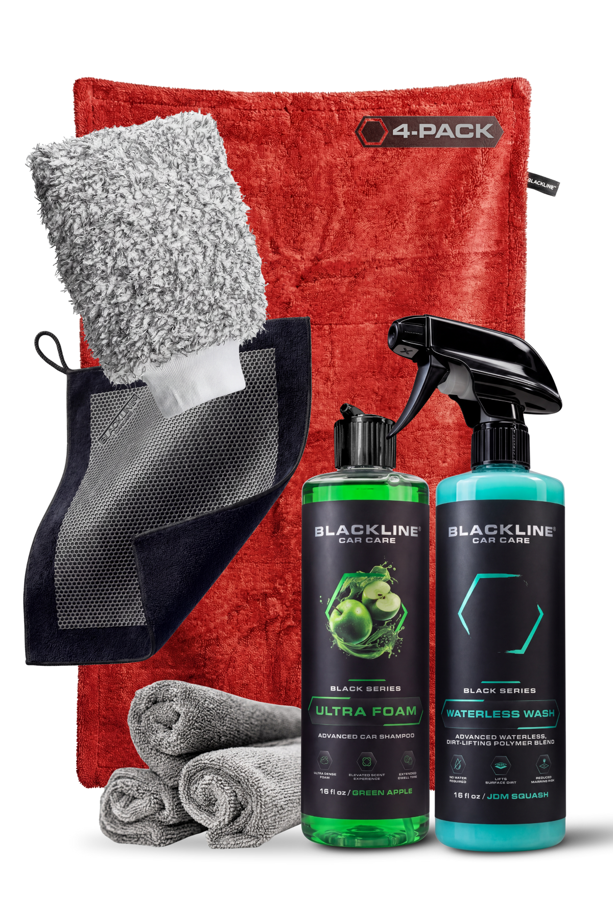 Blackline Twisted-Loop Drying Towel 4-Pack Crimson with Green Apple Ultra Foam 16oz