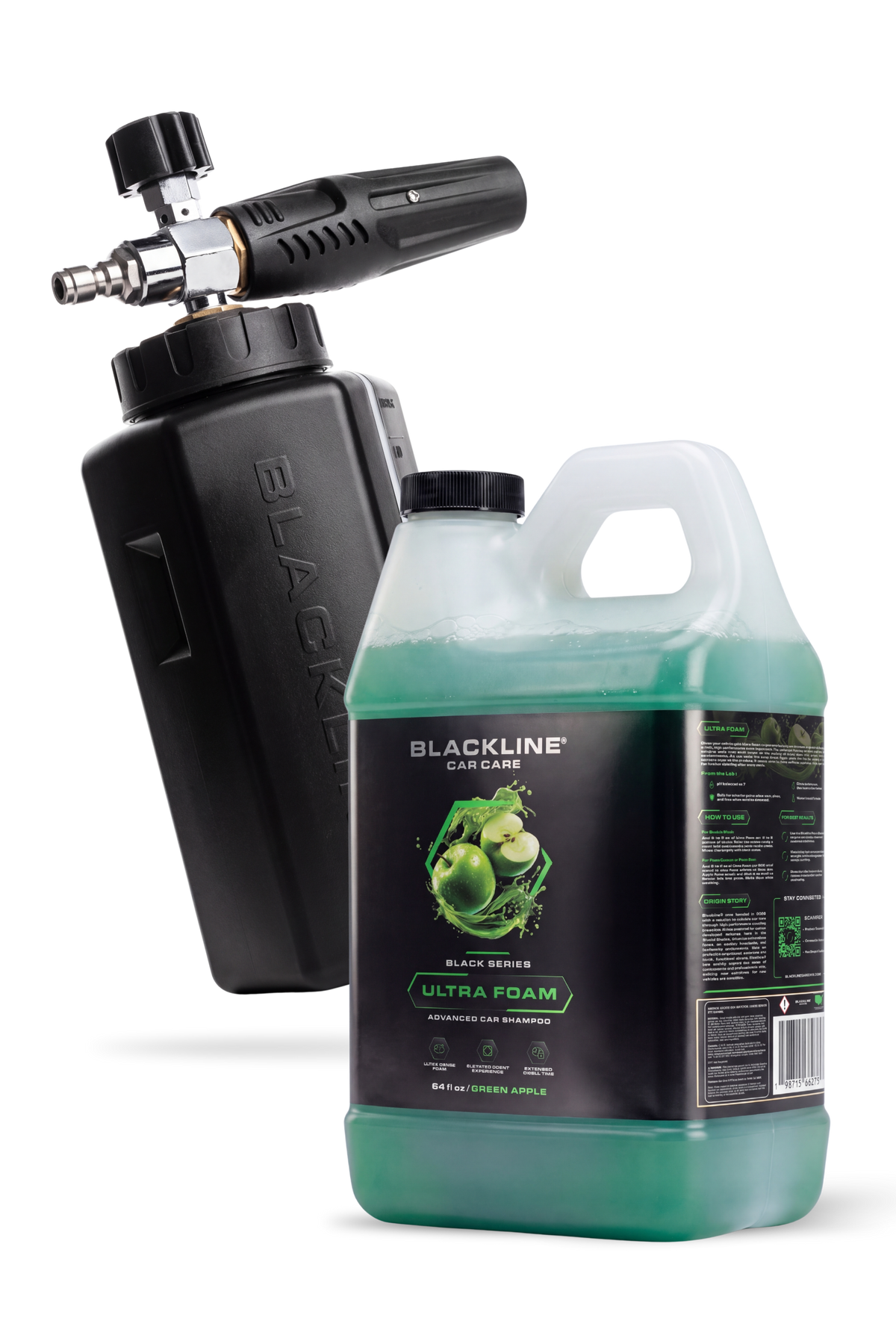 Blackline Foam Cannon Bundle with Green Apple Ultra Foam 64oz and foam cannon