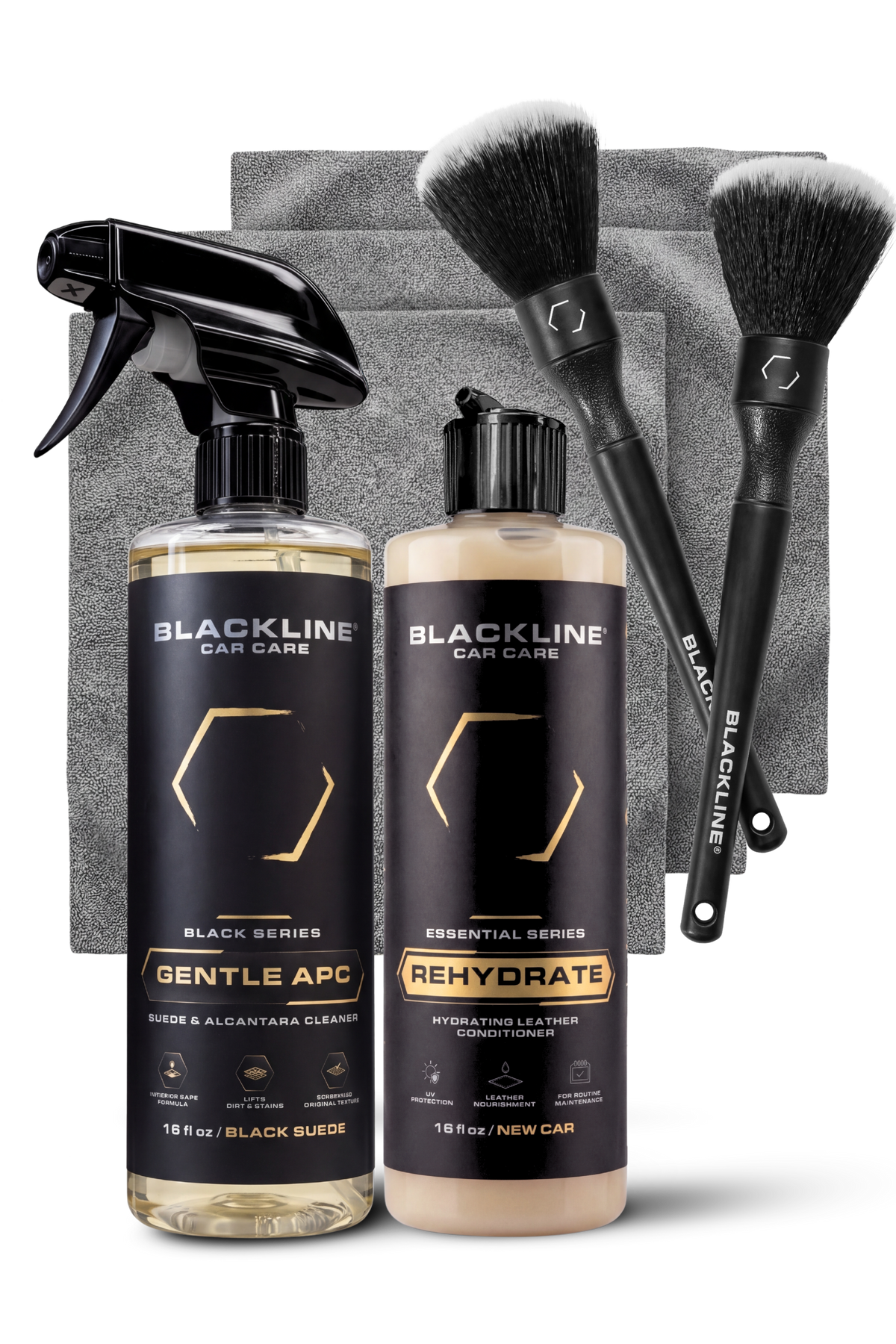 Blackline Leather Kit with Rehydrate conditioner and ultra-soft brush applicator
