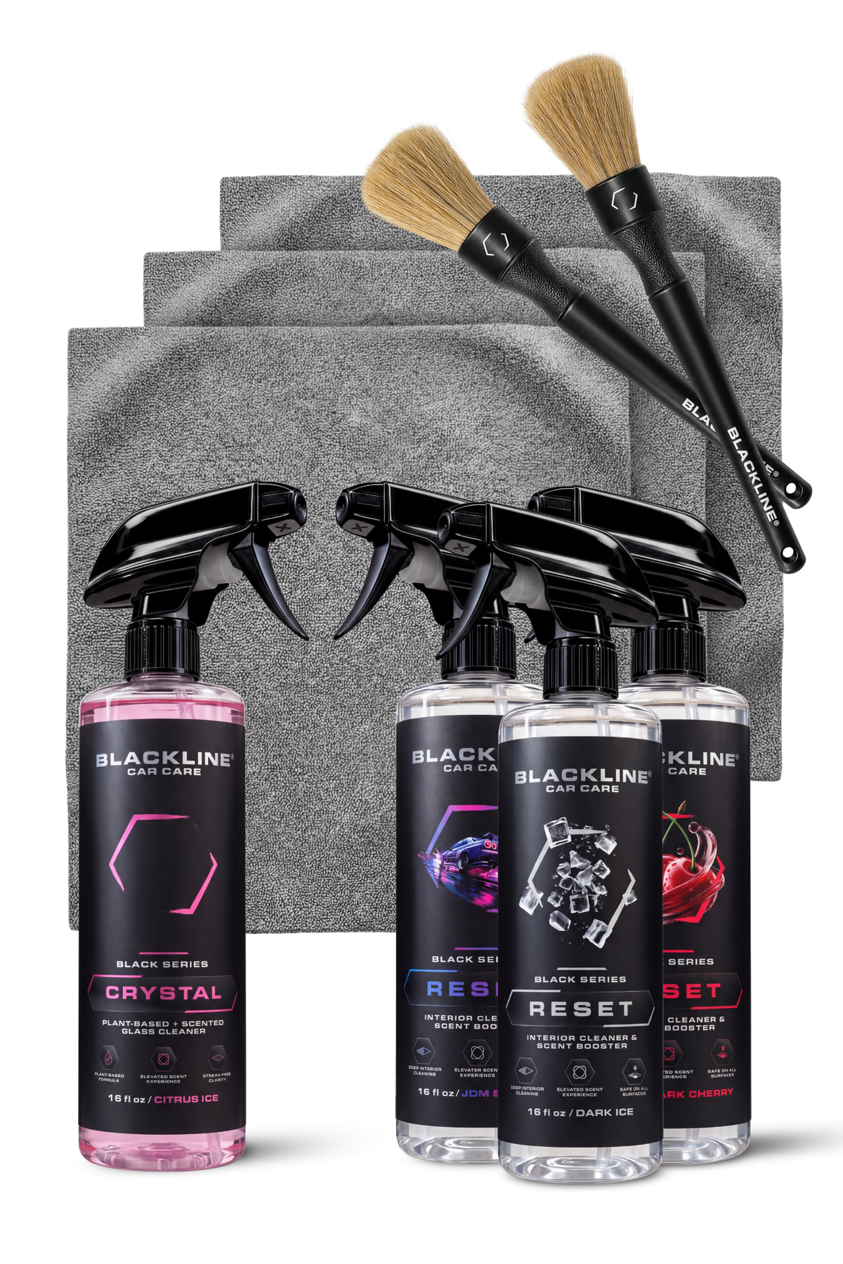 Blackline interior cleaner new customer bundle in Bold scent — spray bottles displayed