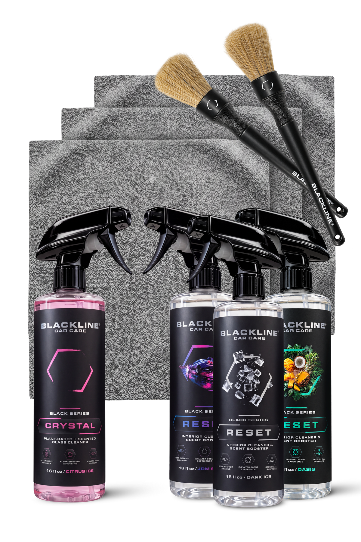 Blackline interior cleaner new customer bundle in Fresh scent — spray bottles displayed