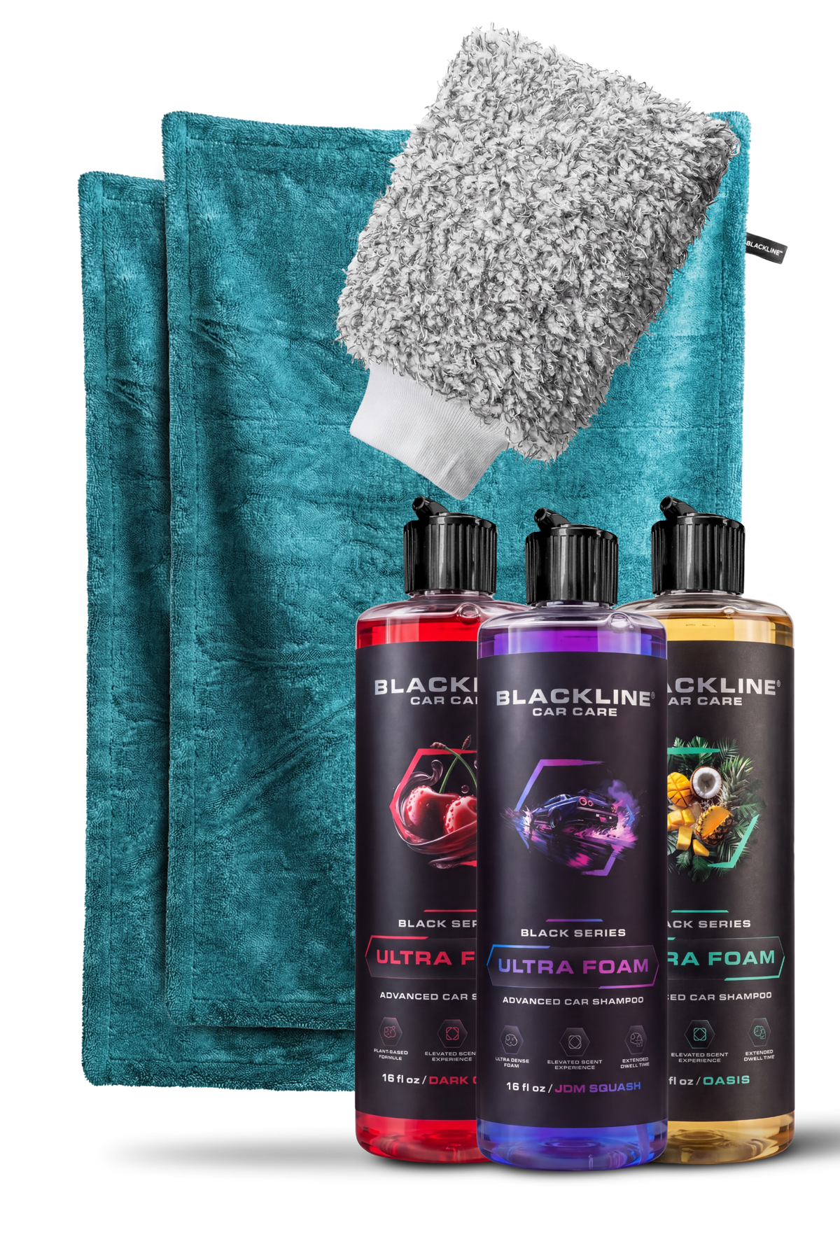 Blackline #1 Rated Viral Drying Towel new customer bundle in Aqua colorway with Sweet Reset cleaner on dark background