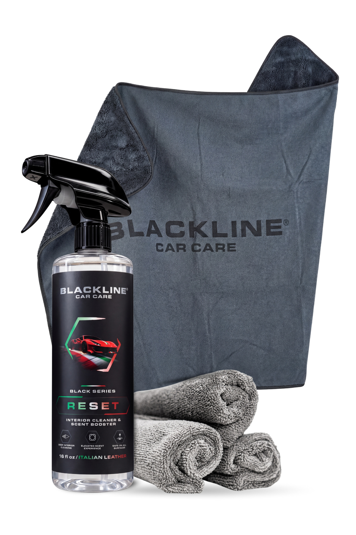 Blackline Slim Twisted-Loop Drying Towel complete system bundle with accessories.