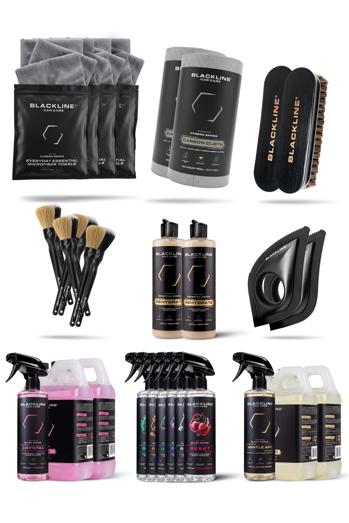 Blackline XL Interior detailing kit with premium interior car care products.