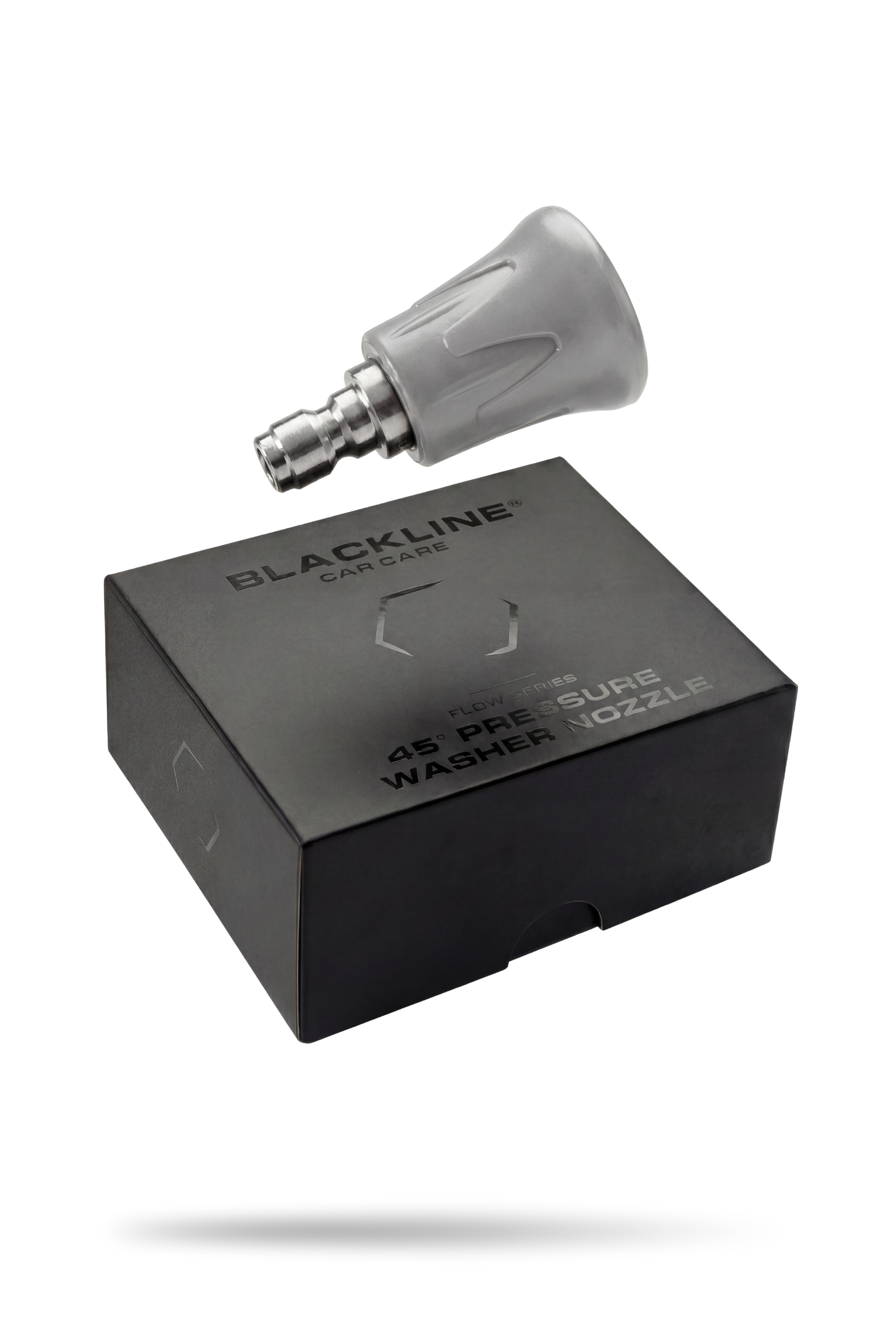 Blackline Flow Series 45-degree pressure washer nozzle on a white background.