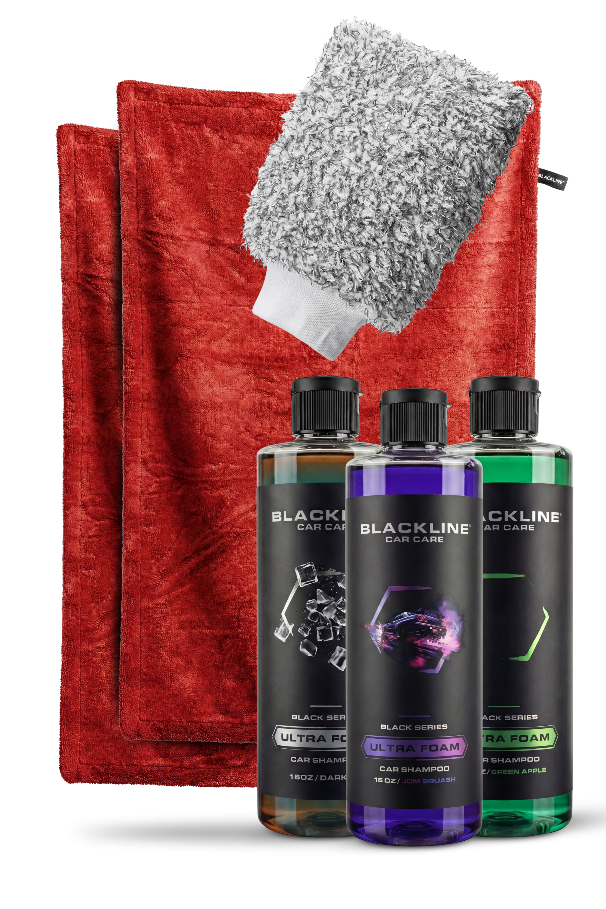 Blackline Drying Towel in Crimson red with Bold scent, microfiber car drying cloth.