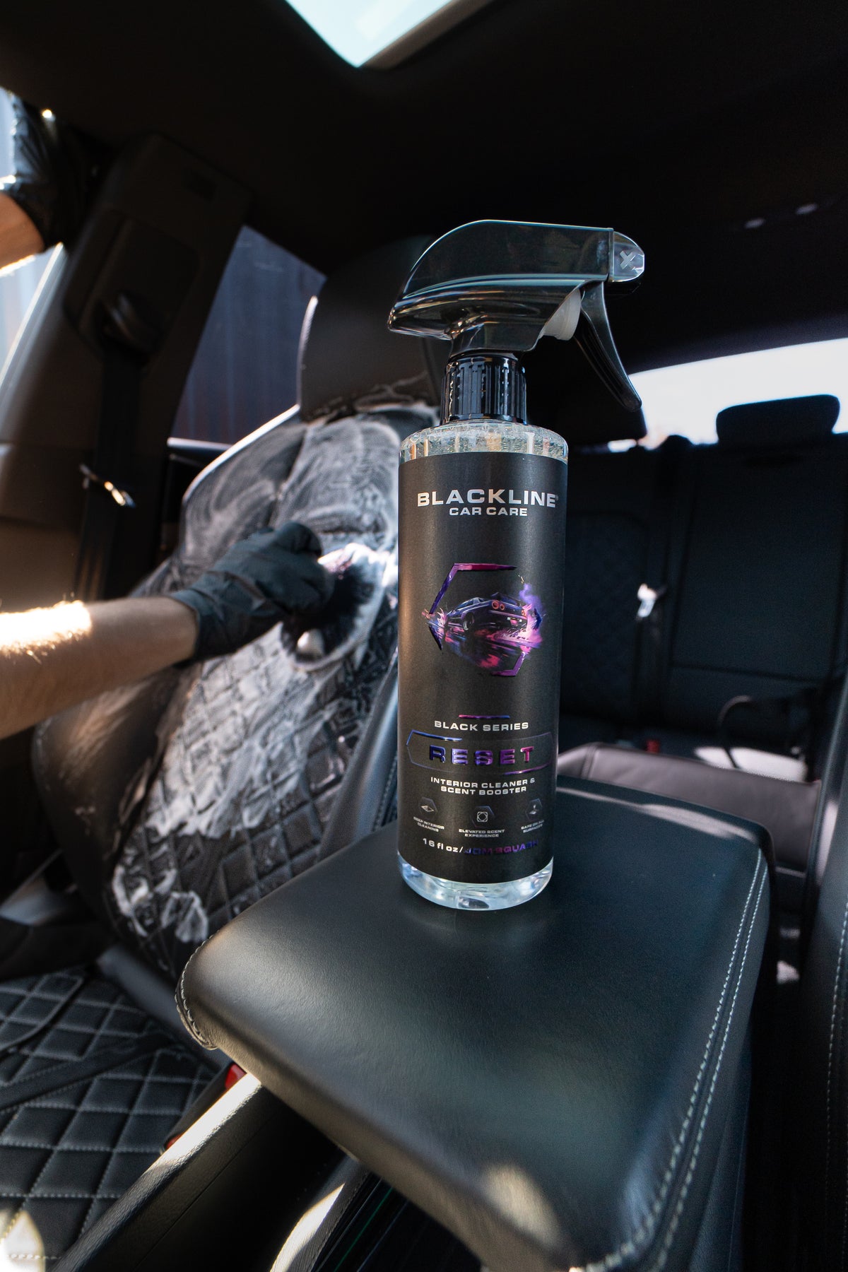 Blackline drying towel laid across a car panel showing full towel size