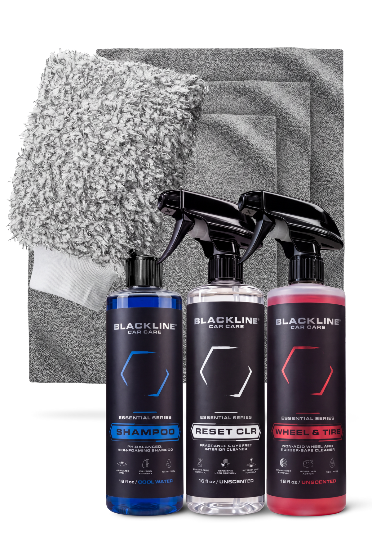 Blackline Essential Detailing Kit product render with new black label design